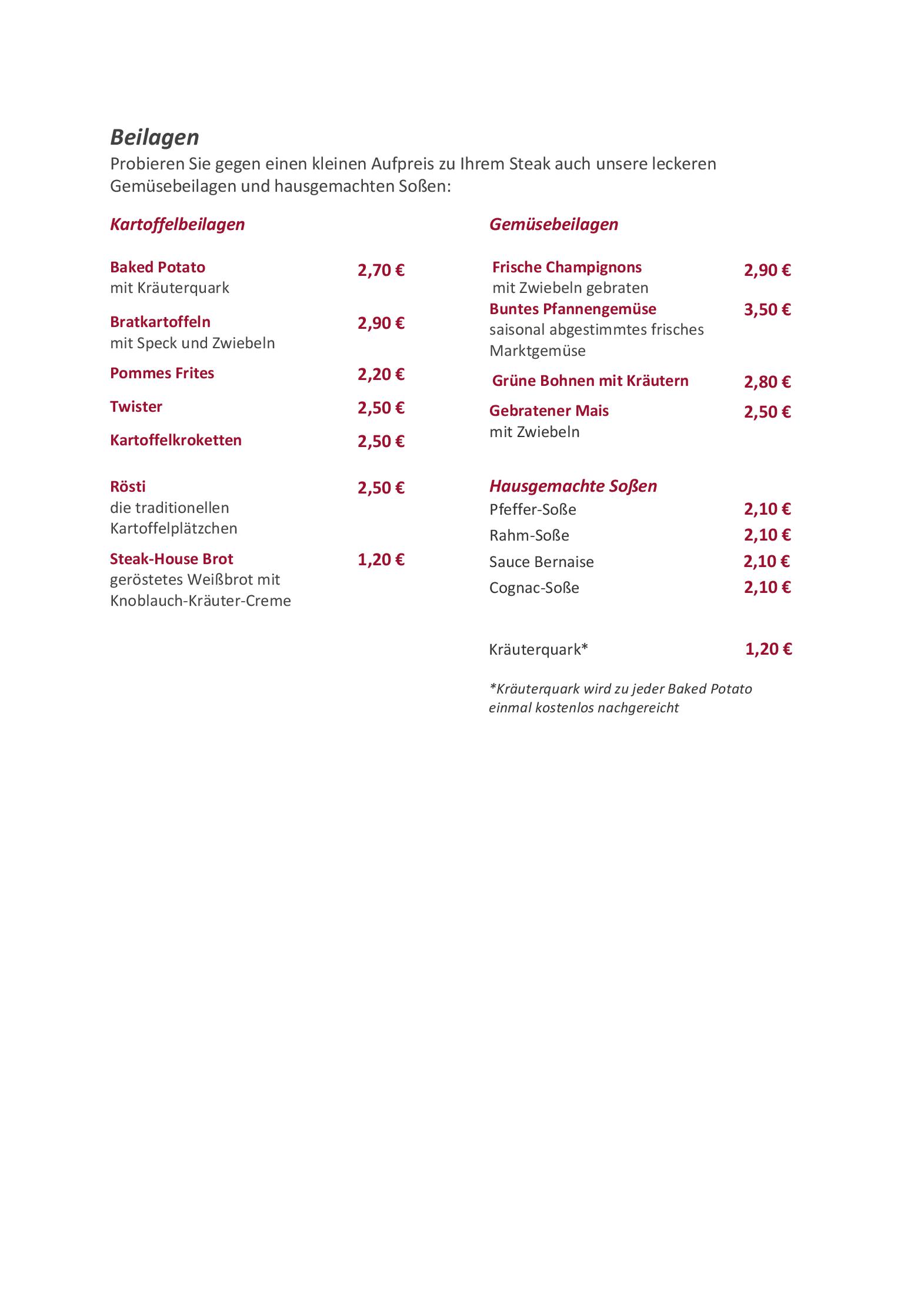 Speisekarte Steakhouse Nr. 1 in Kiel, Seite 4