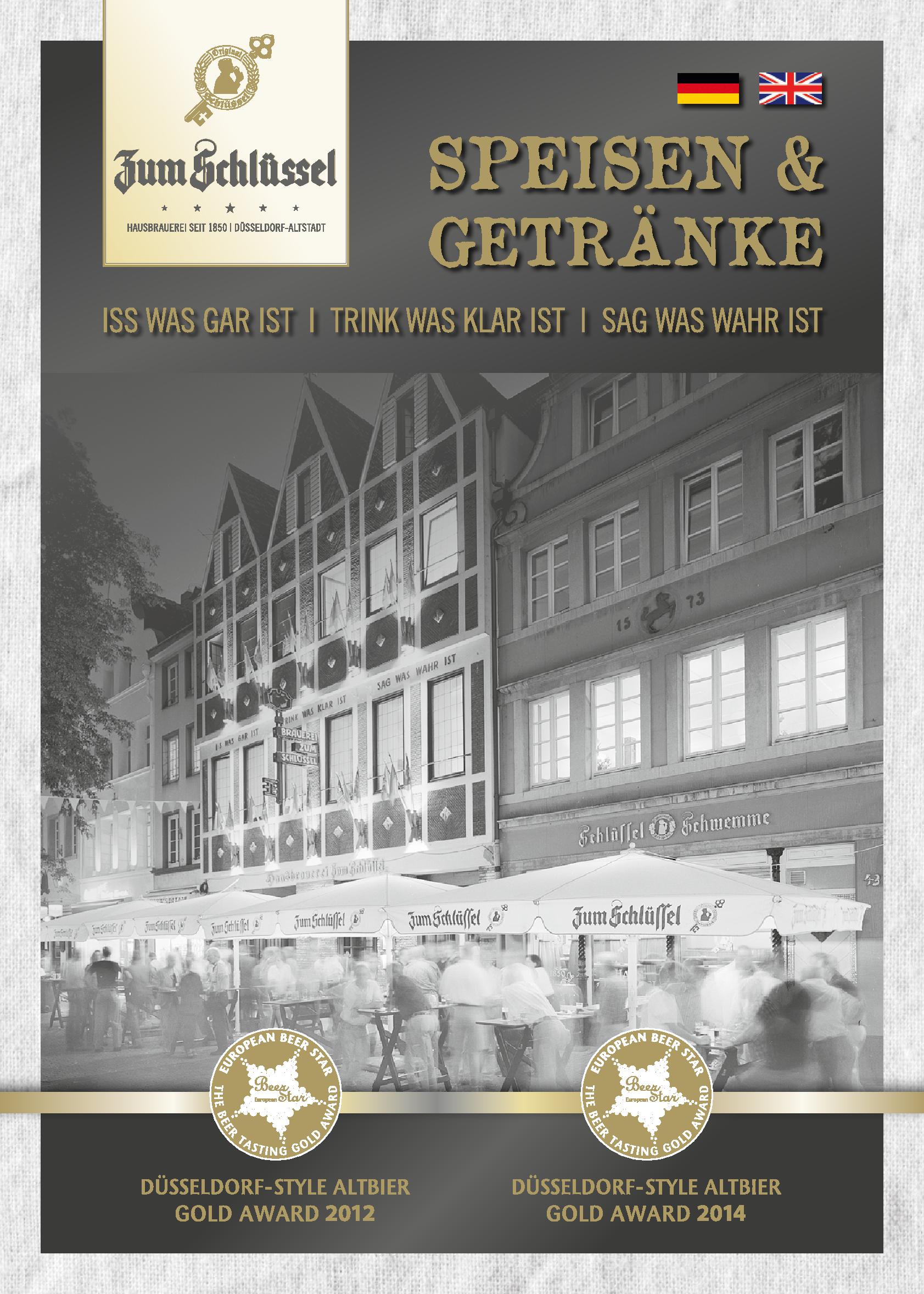 Speisekarte Zum Schlüssel in Düsseldorf, Seite 1