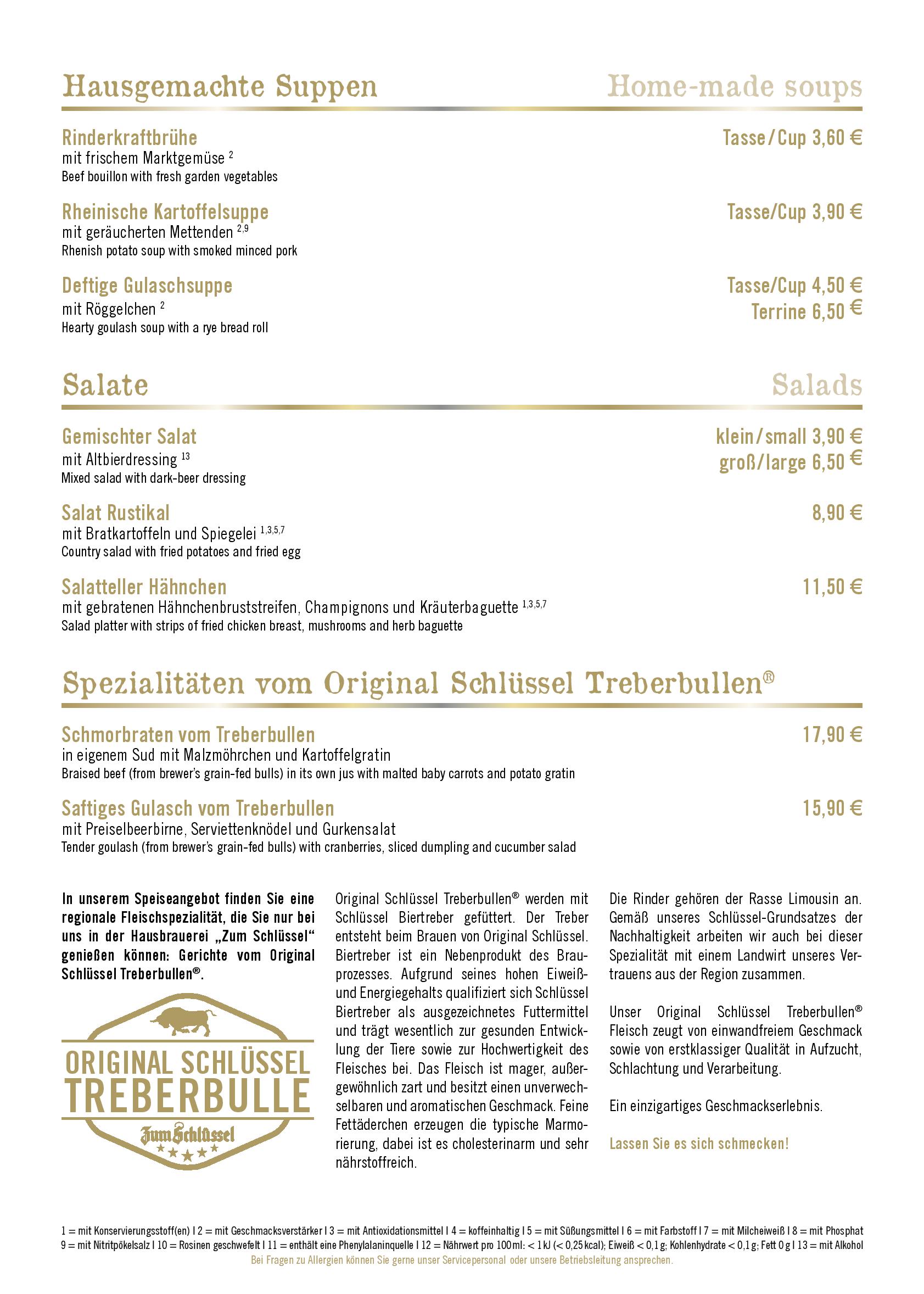 Speisekarte Zum Schlüssel in Düsseldorf, Seite 3