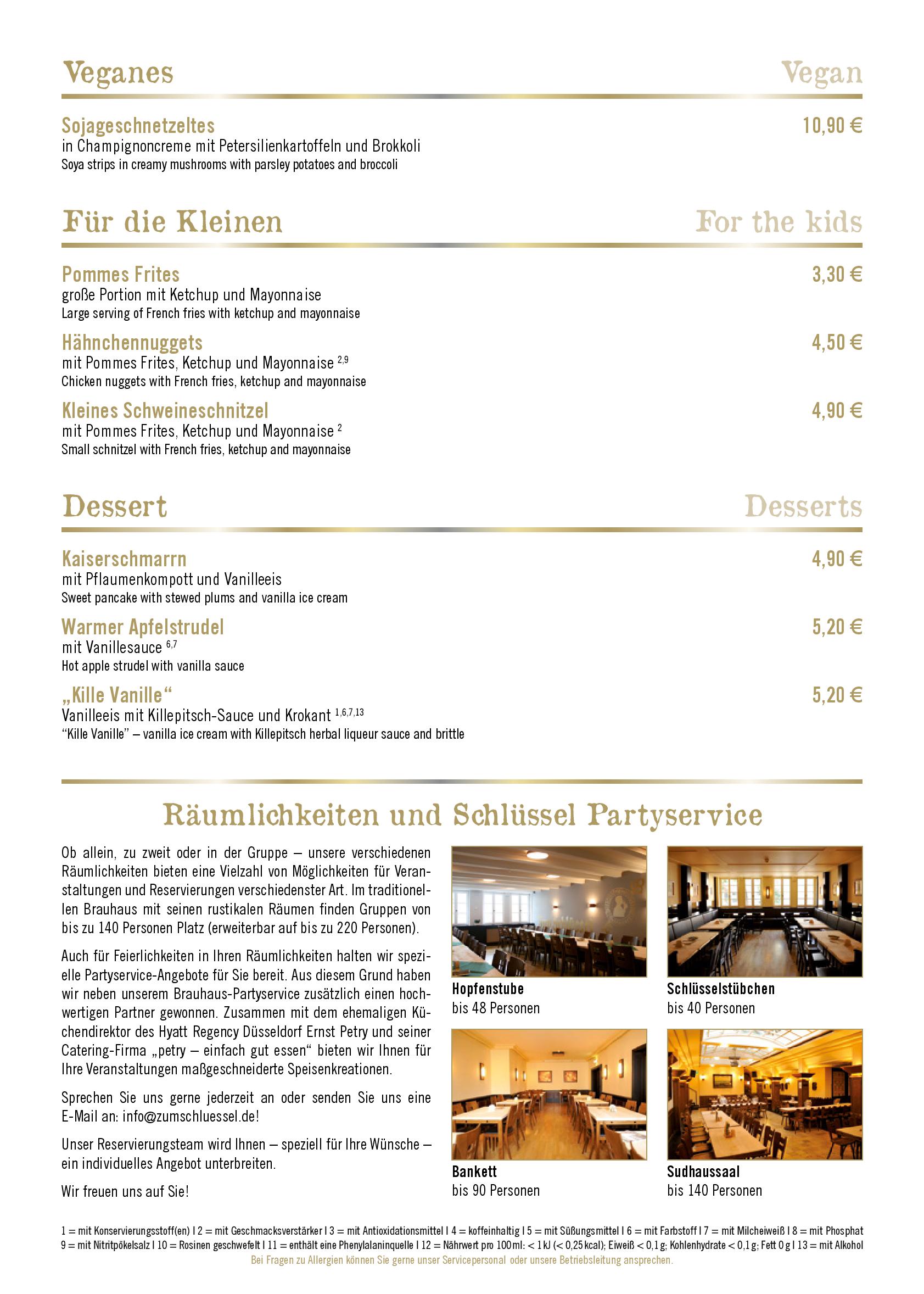 Speisekarte Zum Schlüssel in Düsseldorf, Seite 5