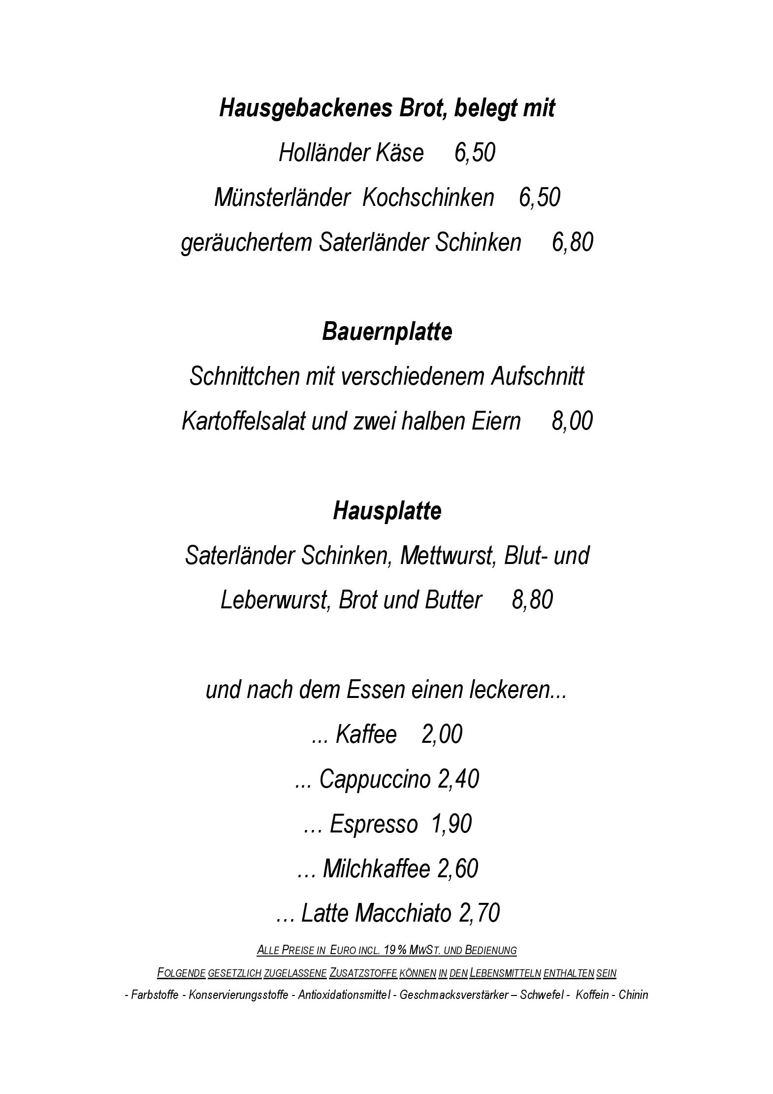Speisekarte Alter Garten in Reken, Seite 7