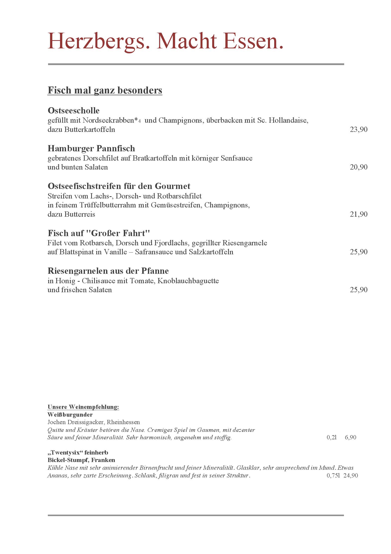 Speisekarte Herzbergs Restaurant in Scharbeutz, Seite 3