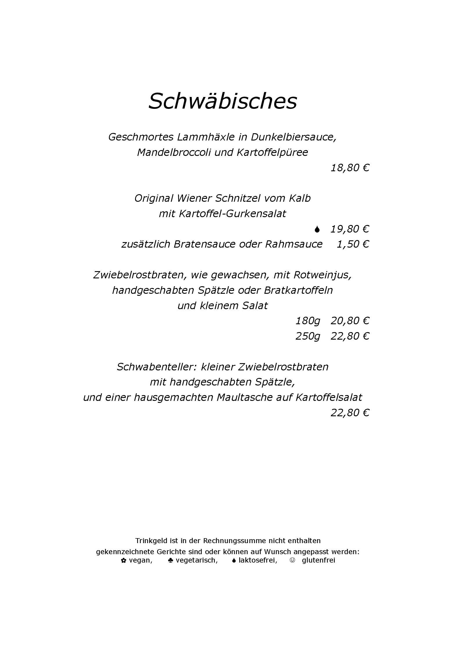 Speisekarte Weinstube Am Stadtgraben in Stuttgart, Seite 11