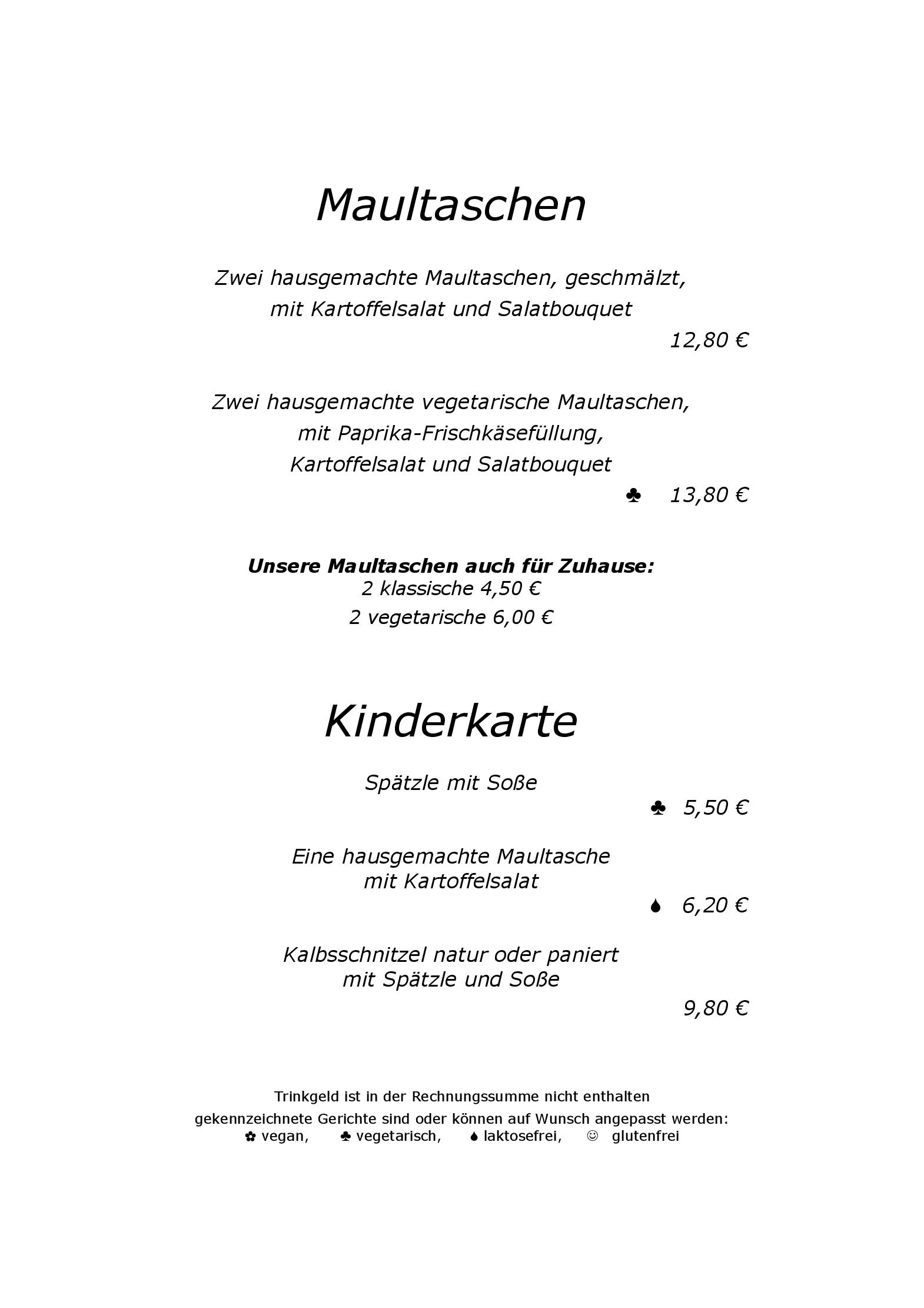 Speisekarte Weinstube Am Stadtgraben in Stuttgart, Seite 12