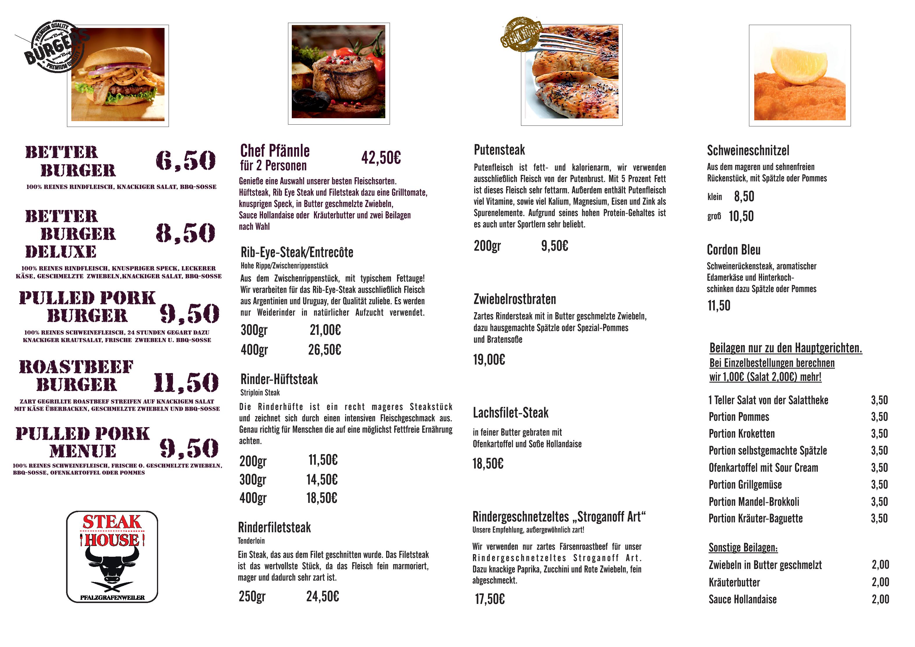 Speisekarte Franks Diner in Pfalzgrafenweiler, Seite 1