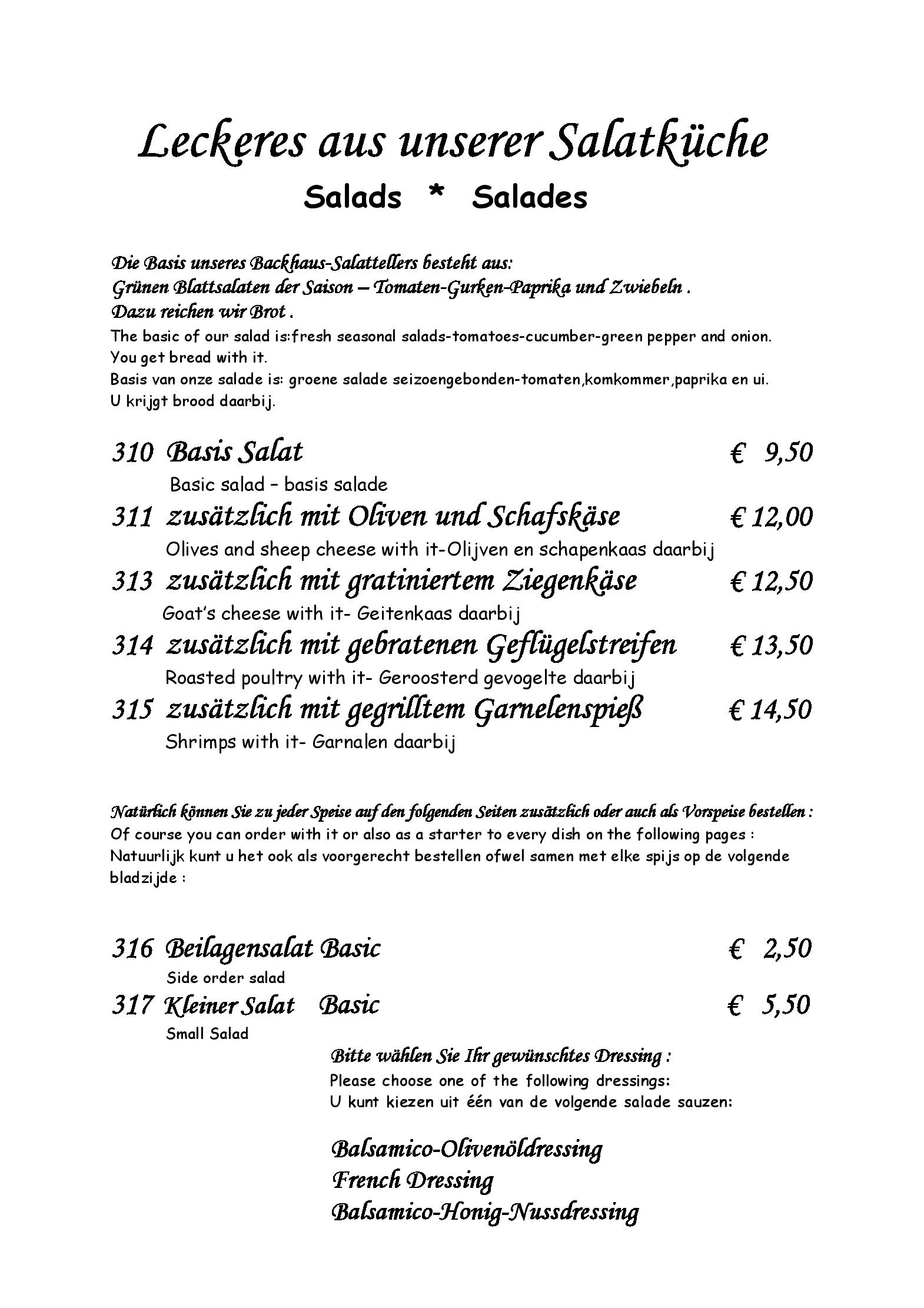 Speisekarte Altes Backhaus in Arnsberg, Seite 1