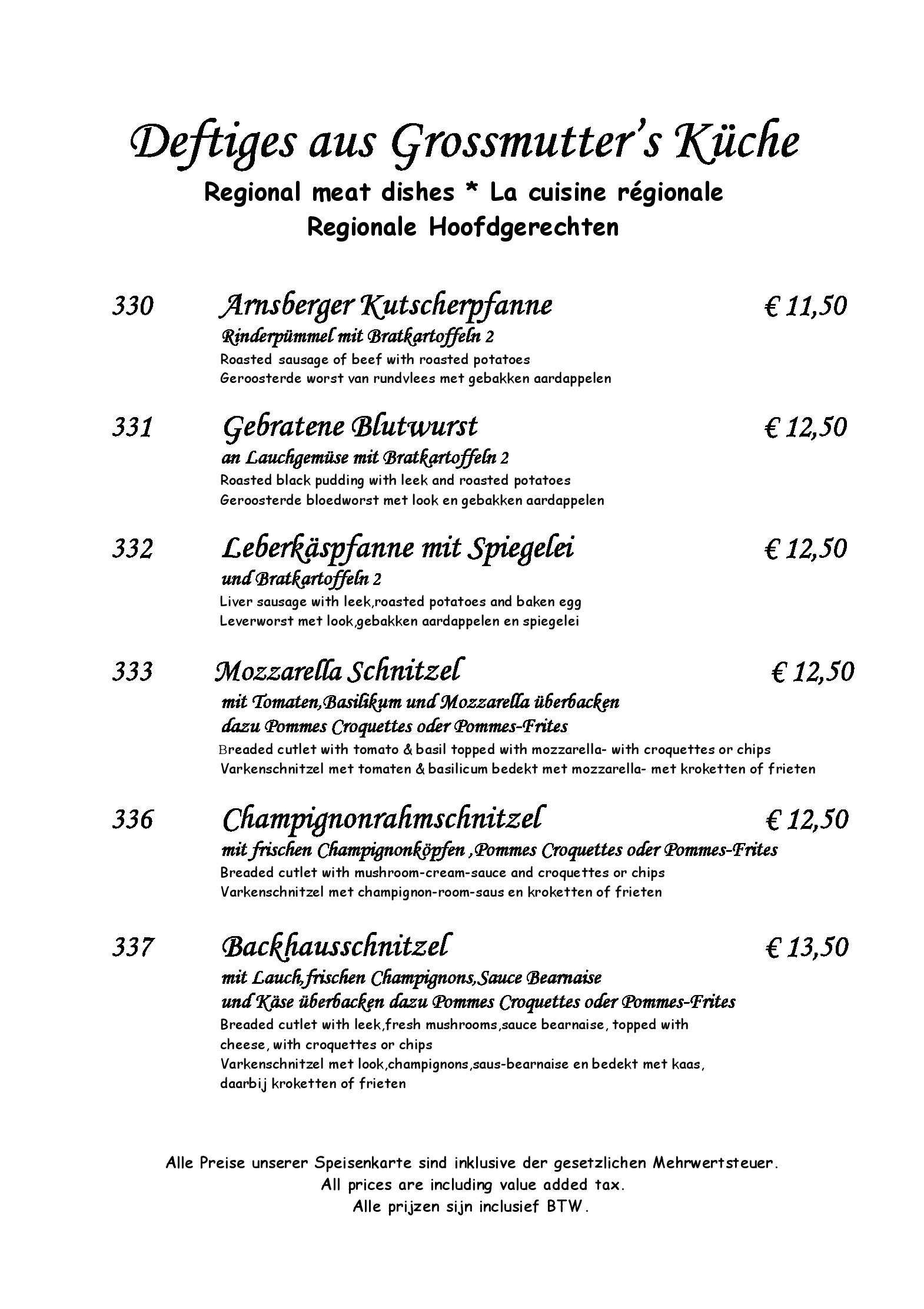Speisekarte Altes Backhaus in Arnsberg, Seite 2
