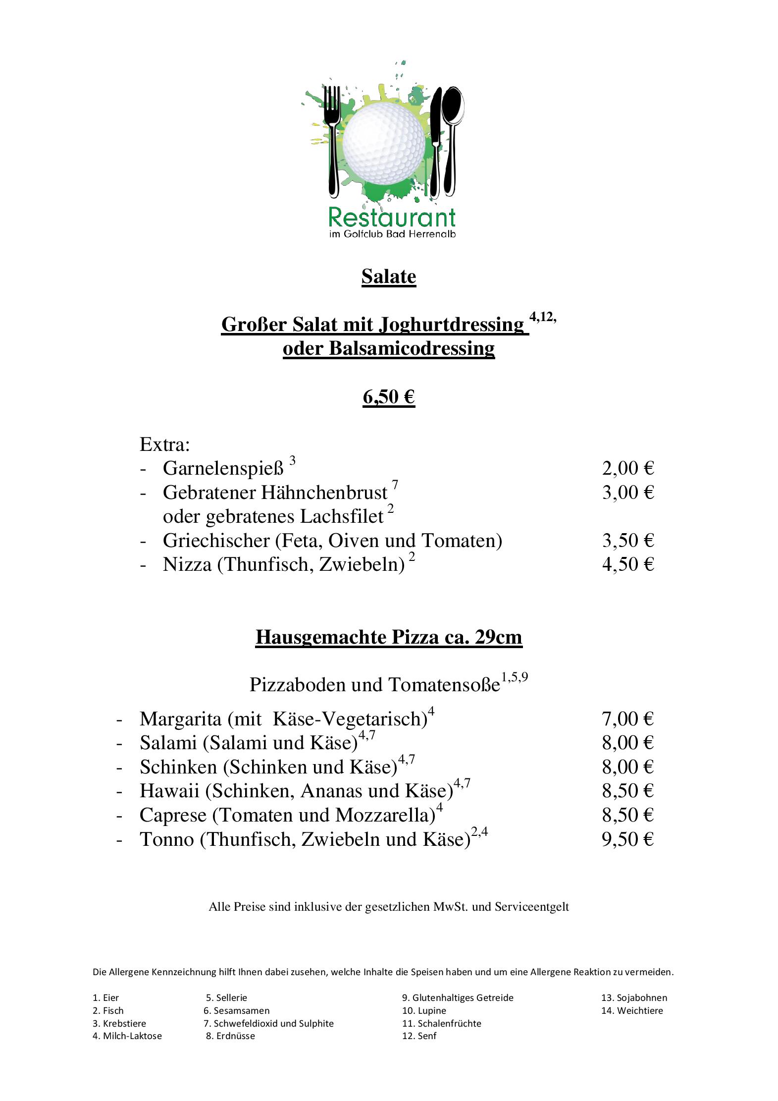 Speisekarte Restaurant im Golfclub Bad Herrenalb in Bad Herrenalb, Seite 3