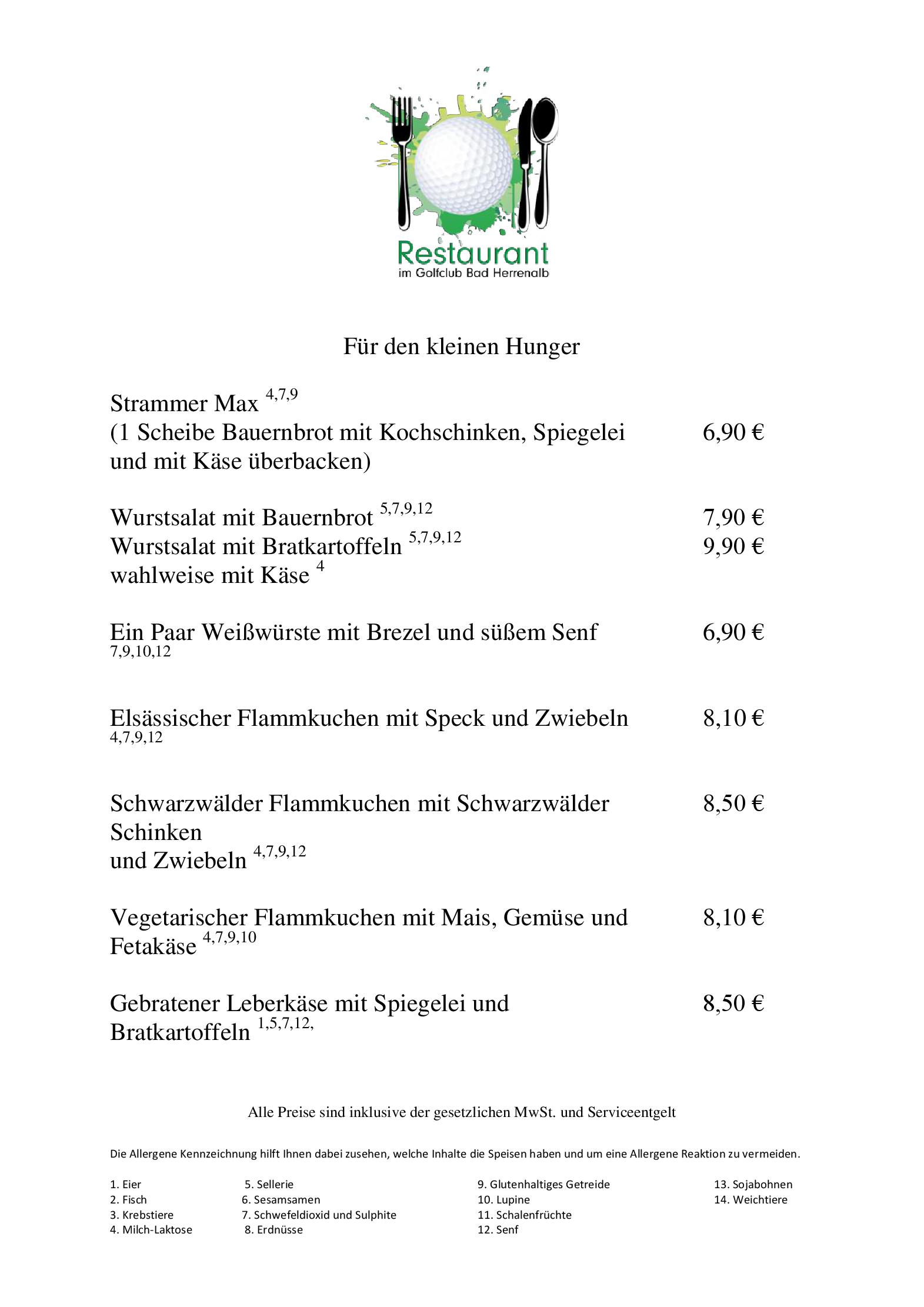 Speisekarte Restaurant im Golfclub Bad Herrenalb in Bad Herrenalb, Seite 4