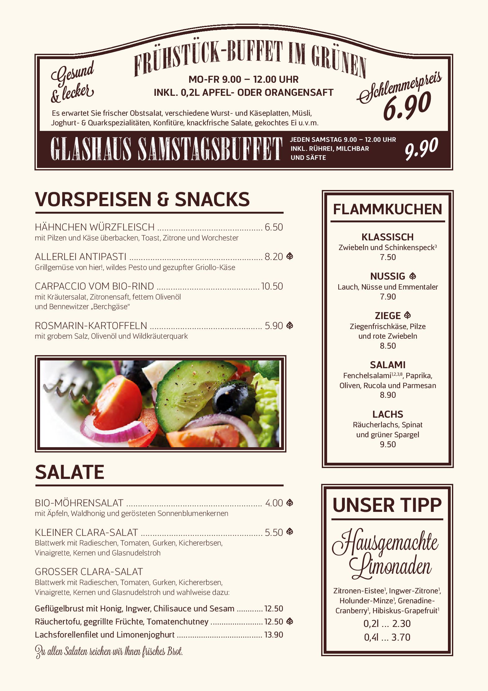 Speisekarte Glashaus im Clarapark in leipzig, Seite 3