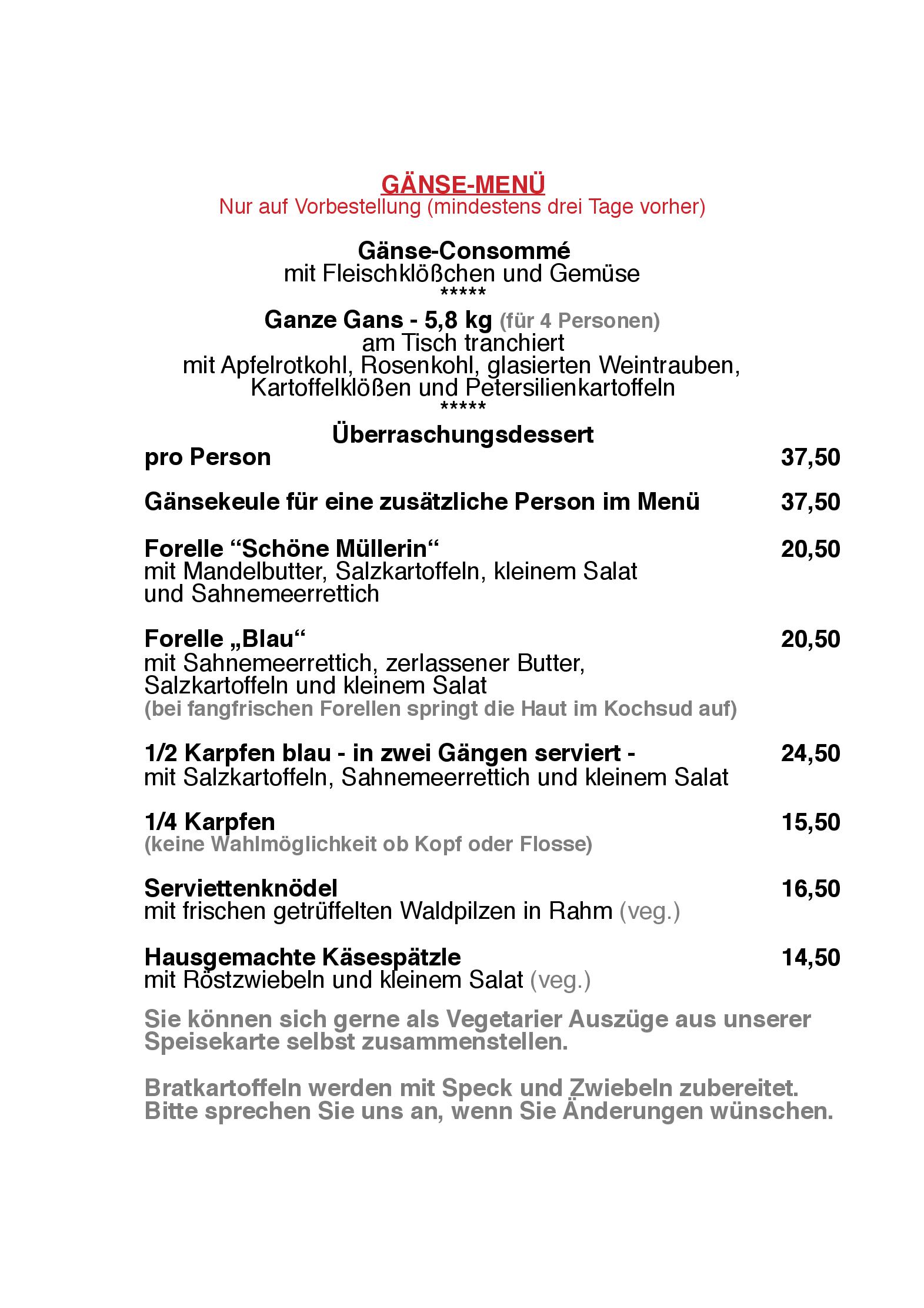 Speisekarte Alte Mühle in Hamburg, Seite 4