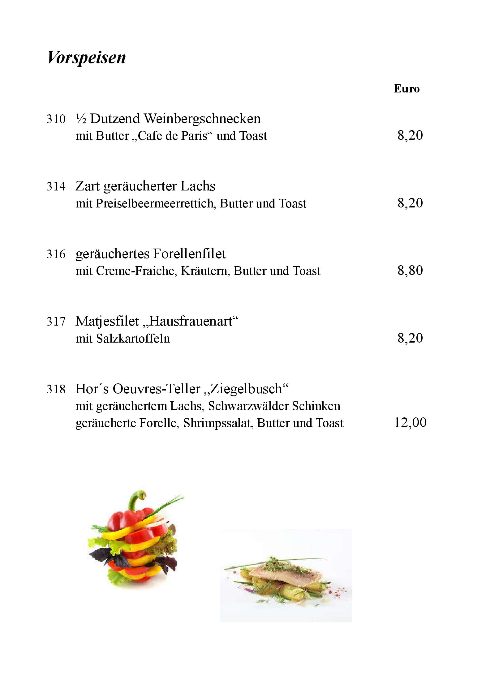 Speisekarte Restaurant Ziegelbusch in Darmstadt, Seite 2
