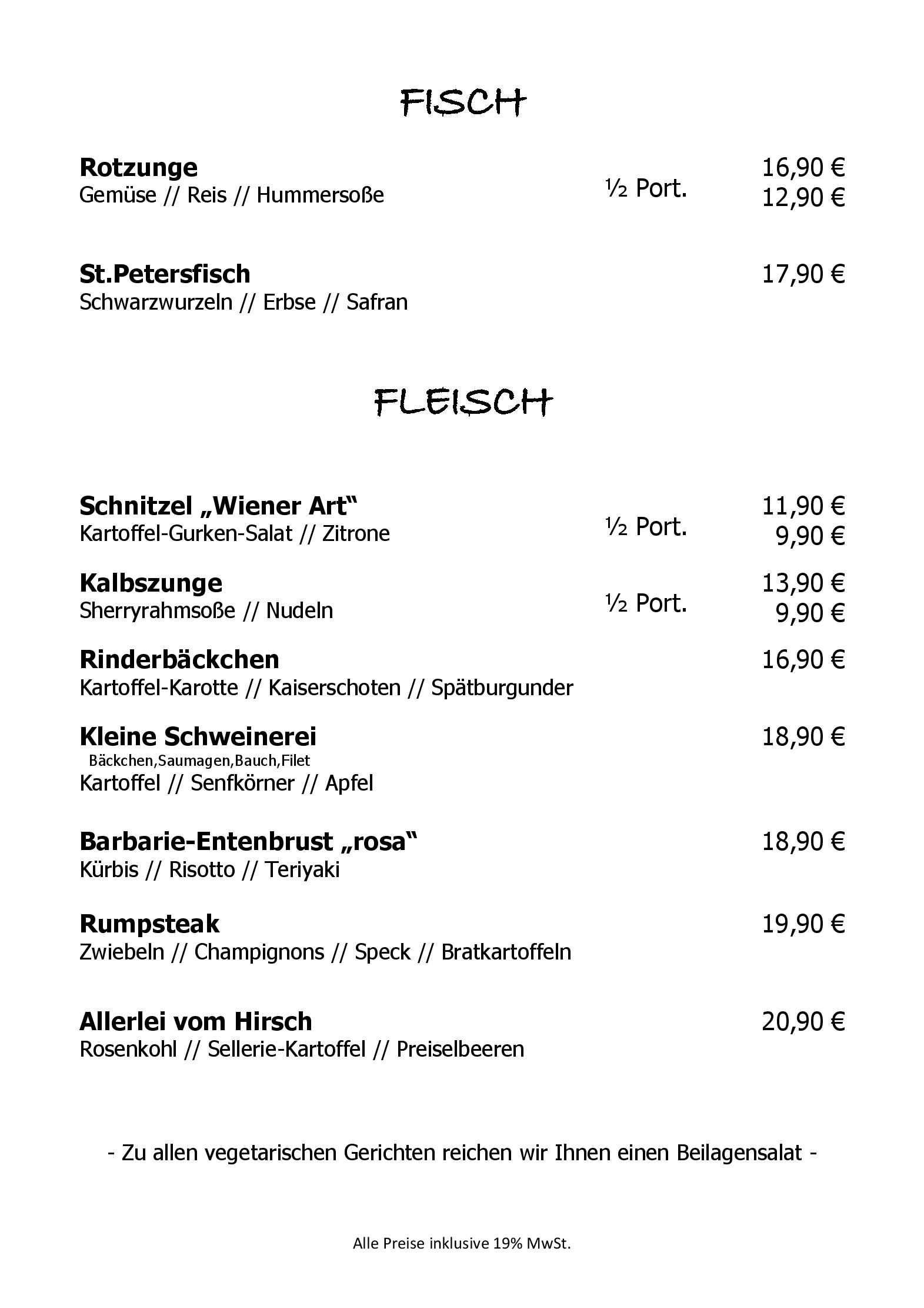 Speisekarte Hotel - Restaurant Zum Kronprinzen in Weyher in der Pfalz, Seite 1