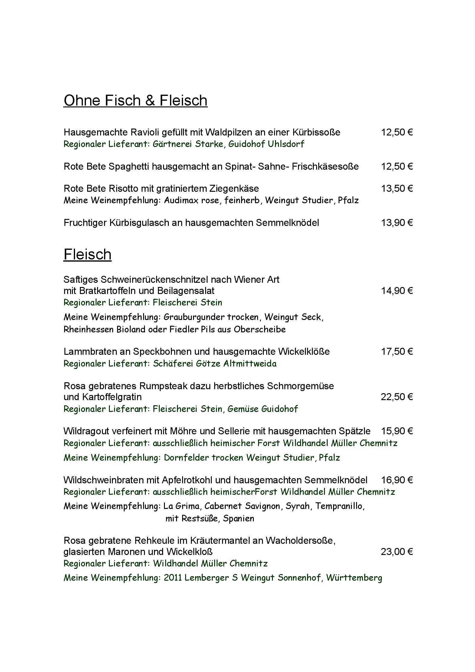 Speisekarte Hotel & Restaurant Bock in Limbach-Oberfrohna, Seite 8