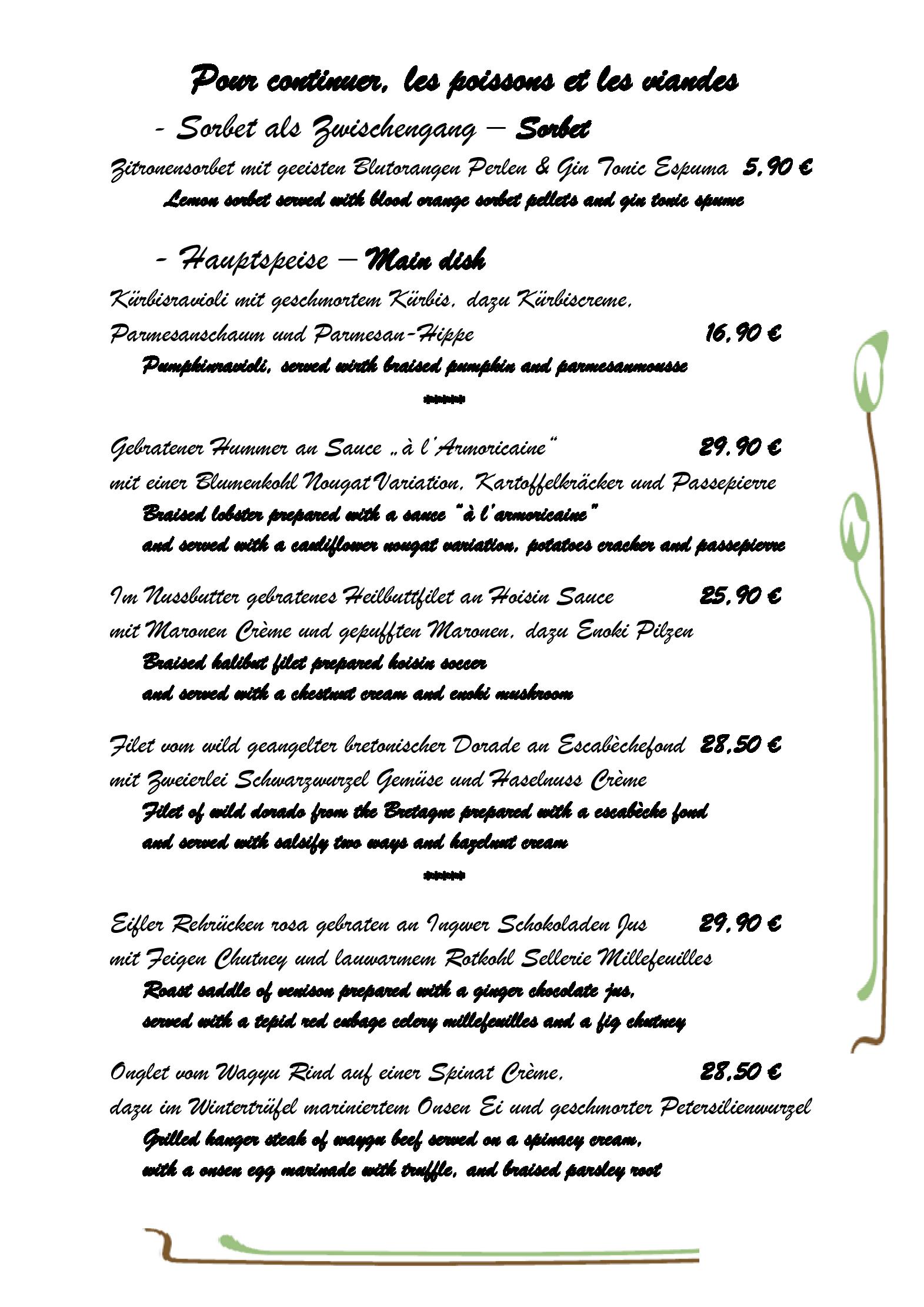 Speisekarte La Cigale im Weinhaus Jacobs in Bonn, Seite 4