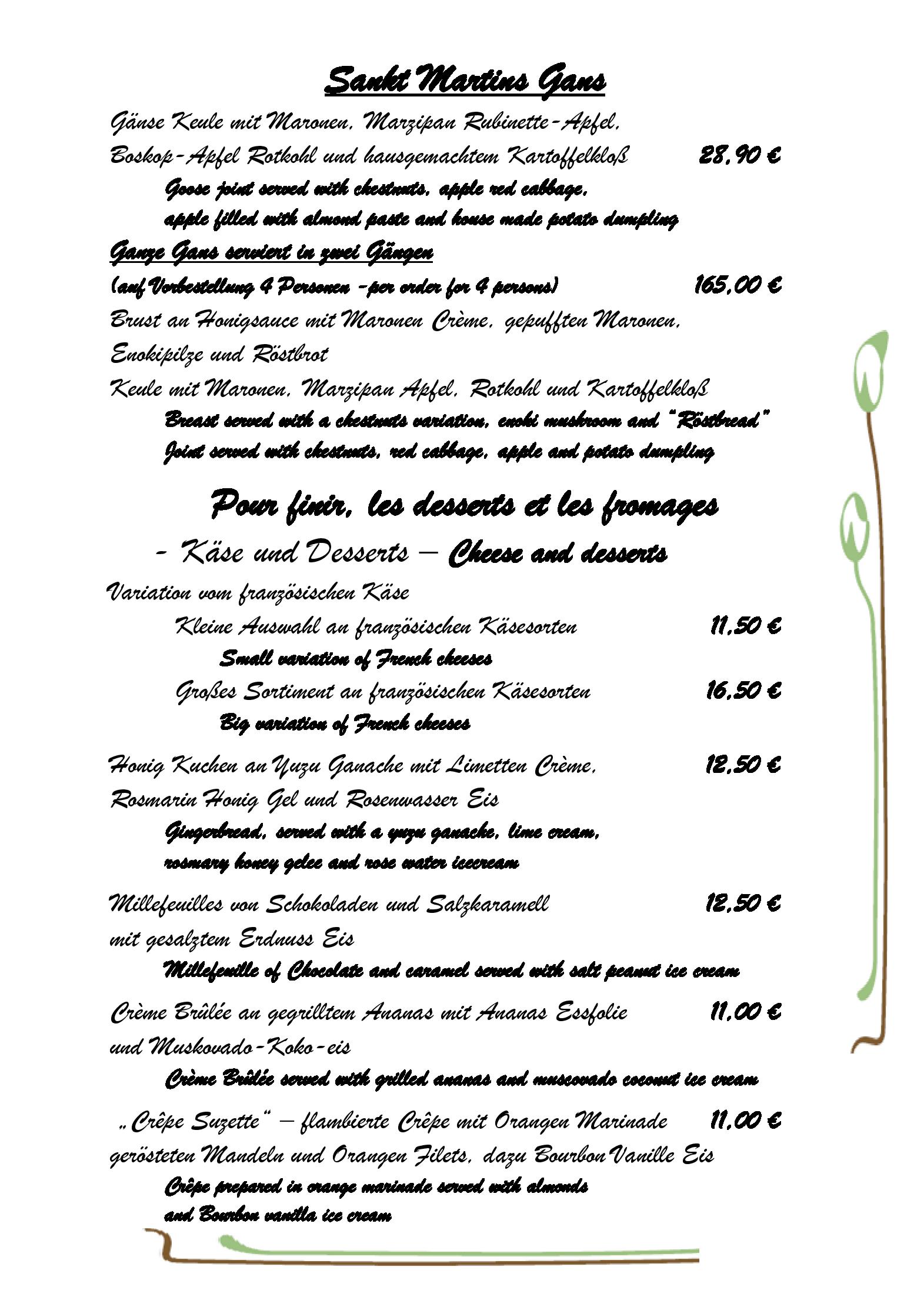 Speisekarte La Cigale im Weinhaus Jacobs in Bonn, Seite 5