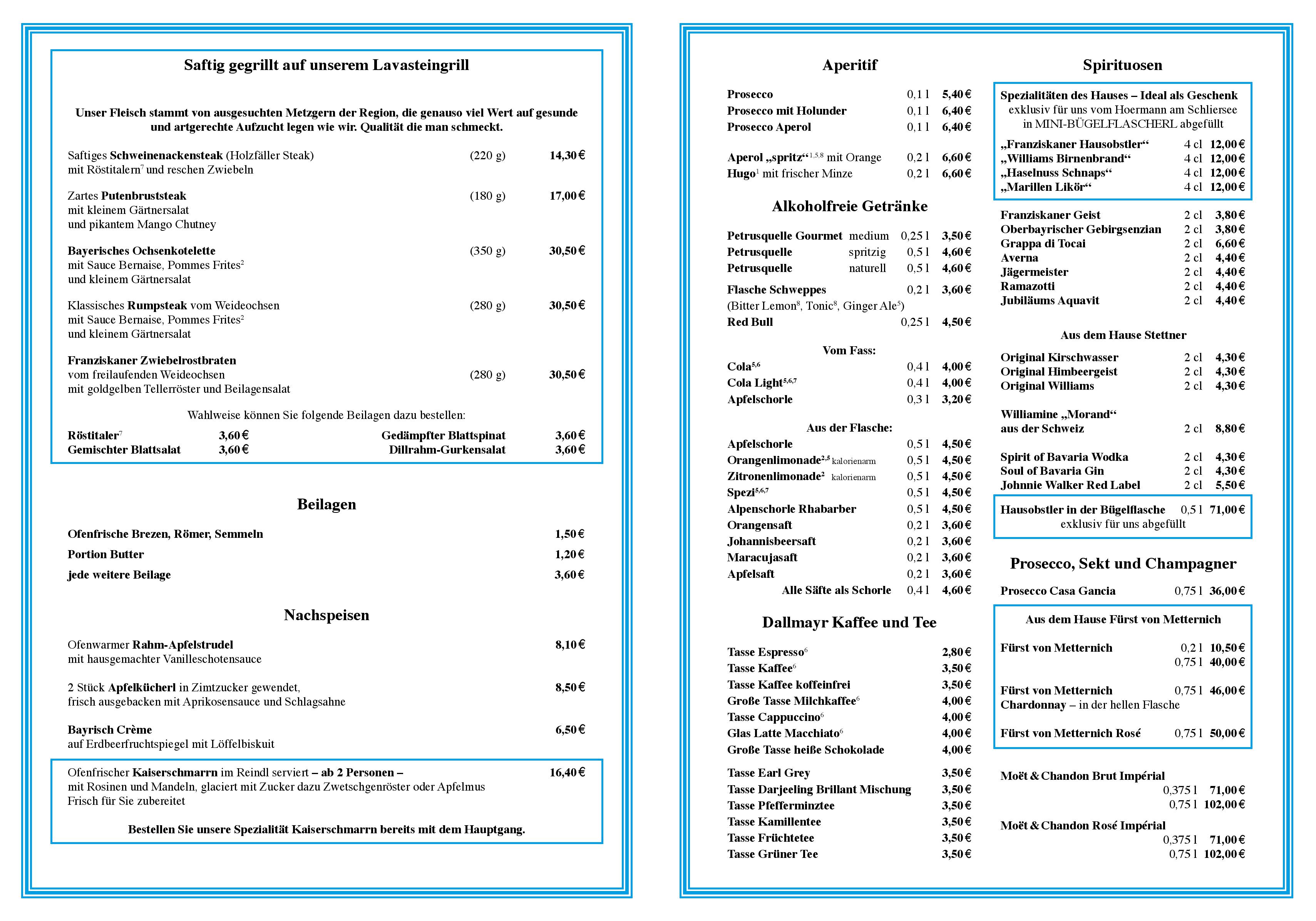 Speisekarte Gaststätte Zum Franziskaner in München, Seite 5