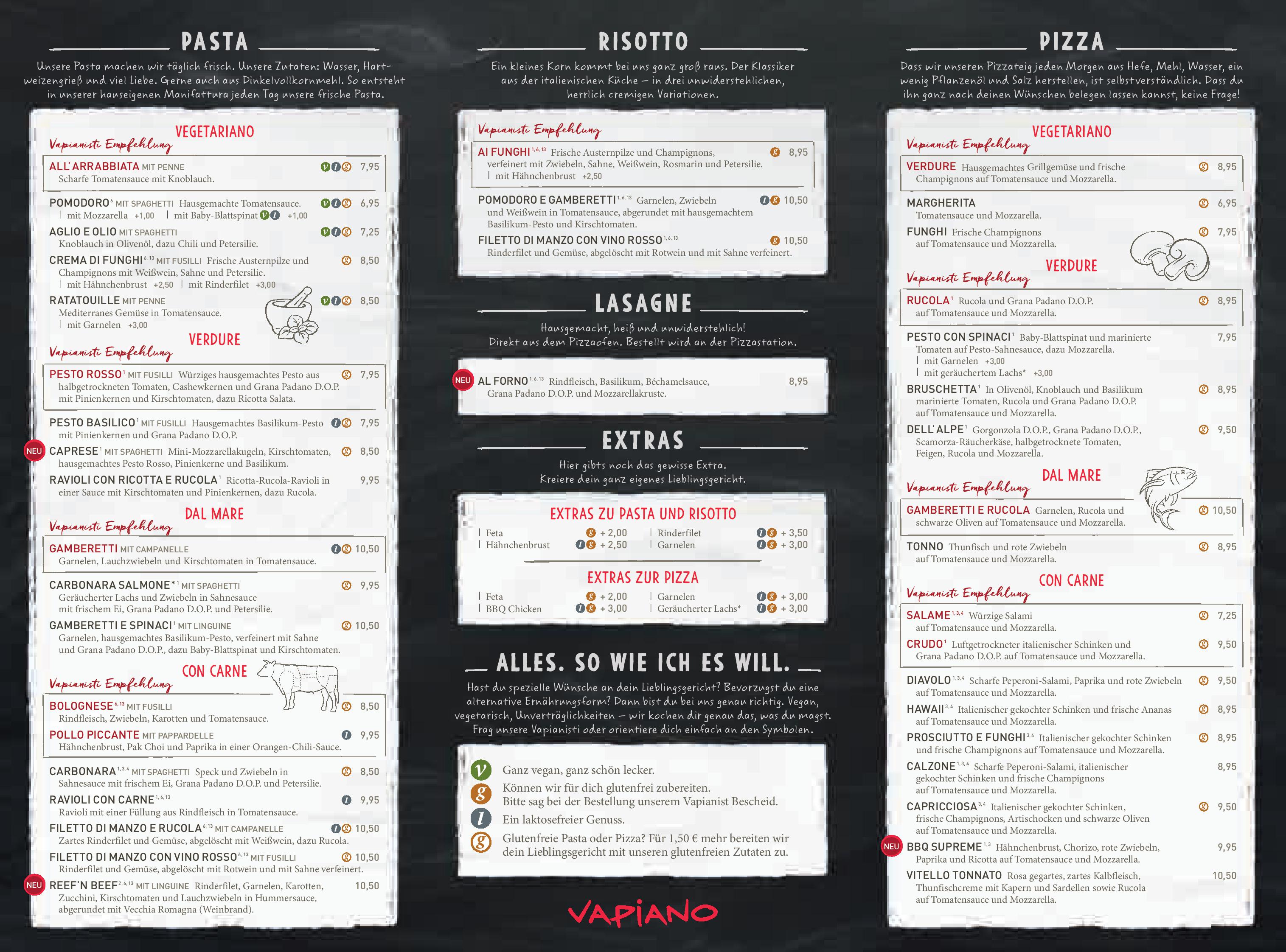 Speisekarte Vapiano Karlsruhe in Karlsruhe, Seite 2