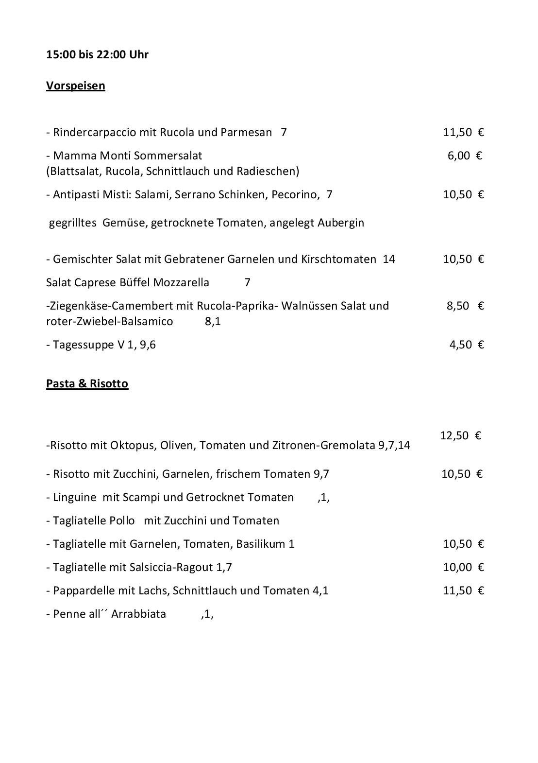 Speisekarte Restaurante Mamma Monti Bar in Berlin, Seite 4