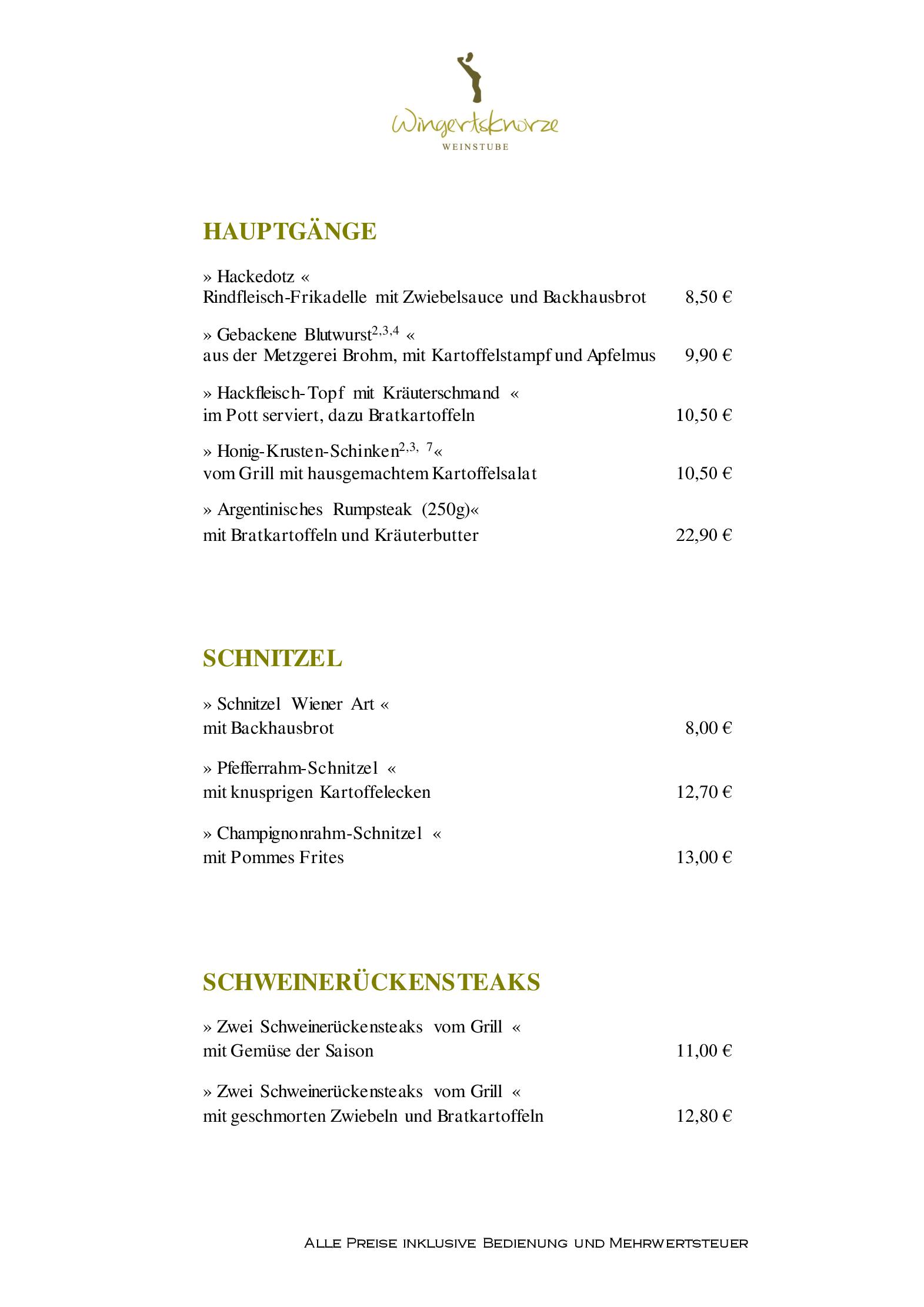 Speisekarte Weinstube Wingertsknorze in Oestrich-Winkel, Seite 10