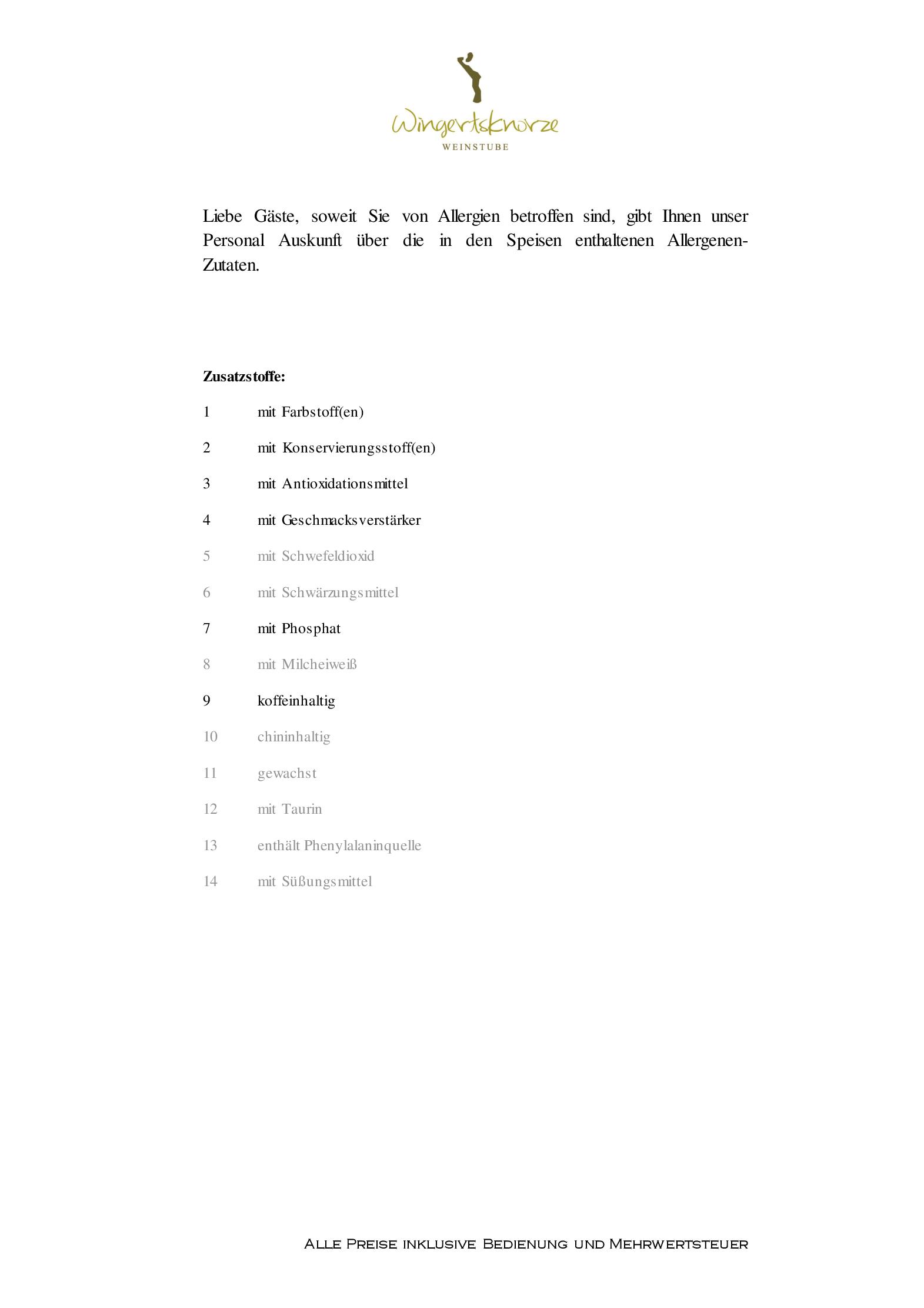 Speisekarte Weinstube Wingertsknorze in Oestrich-Winkel, Seite 12