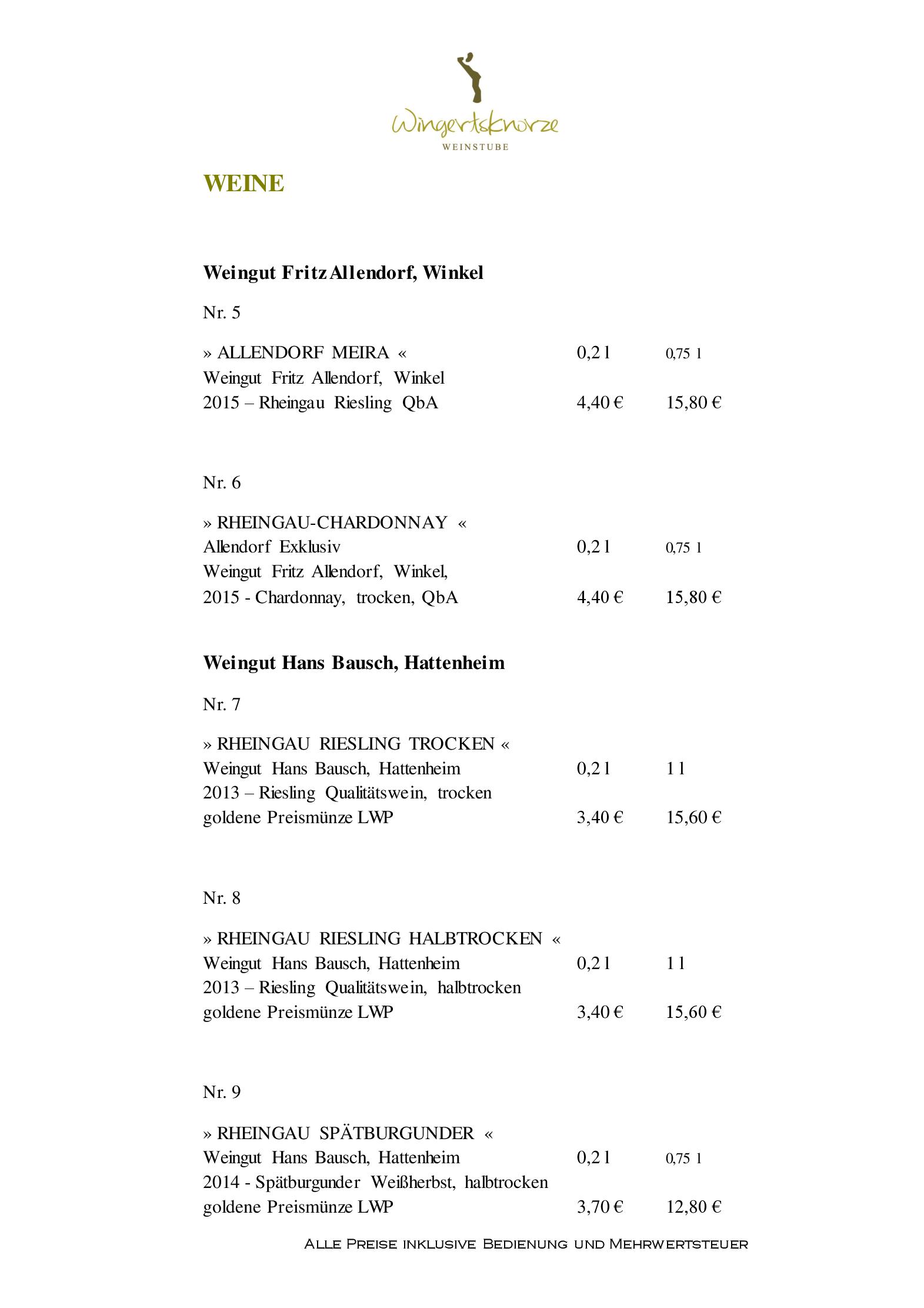 Speisekarte Weinstube Wingertsknorze in Oestrich-Winkel, Seite 3
