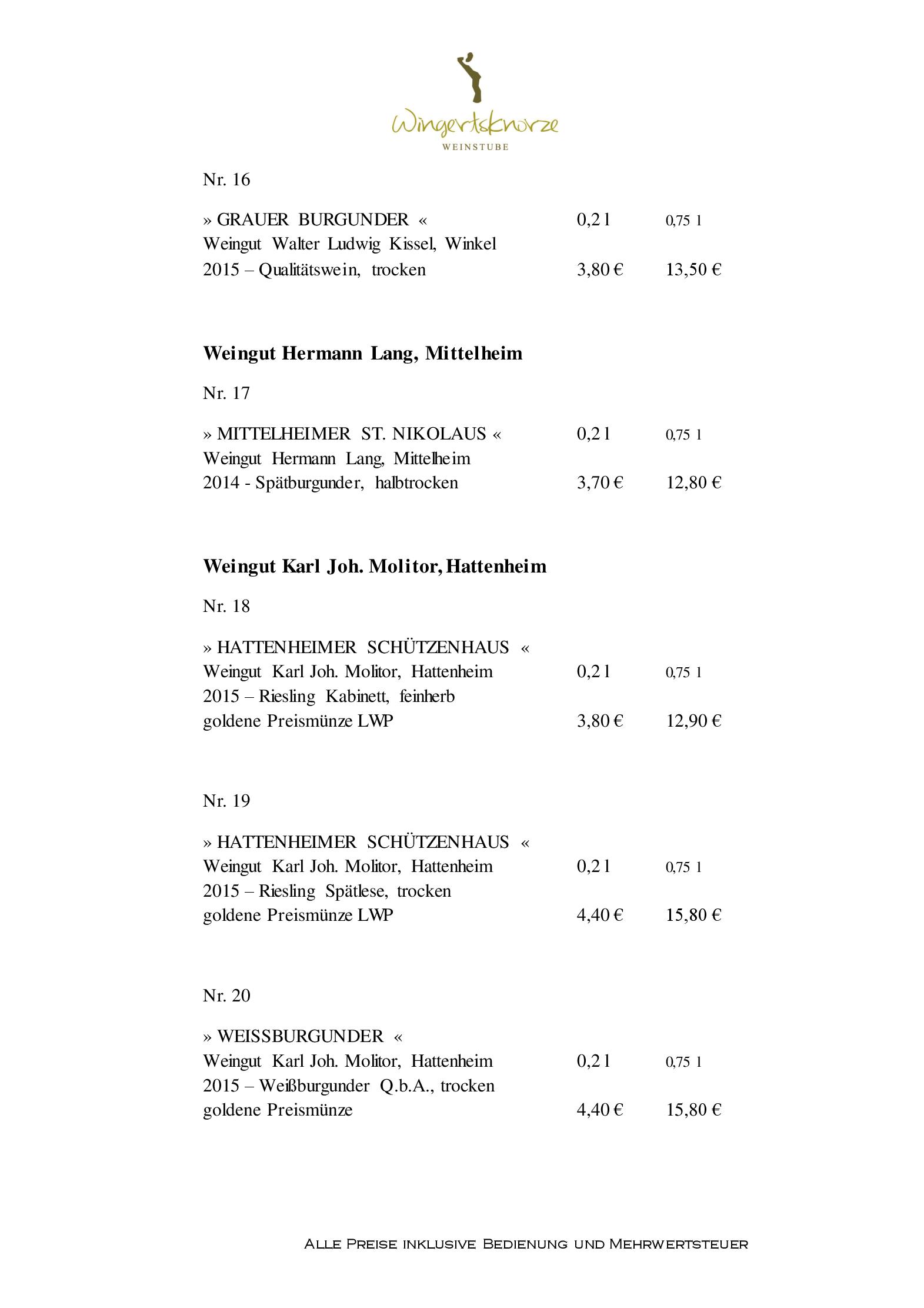 Speisekarte Weinstube Wingertsknorze in Oestrich-Winkel, Seite 5
