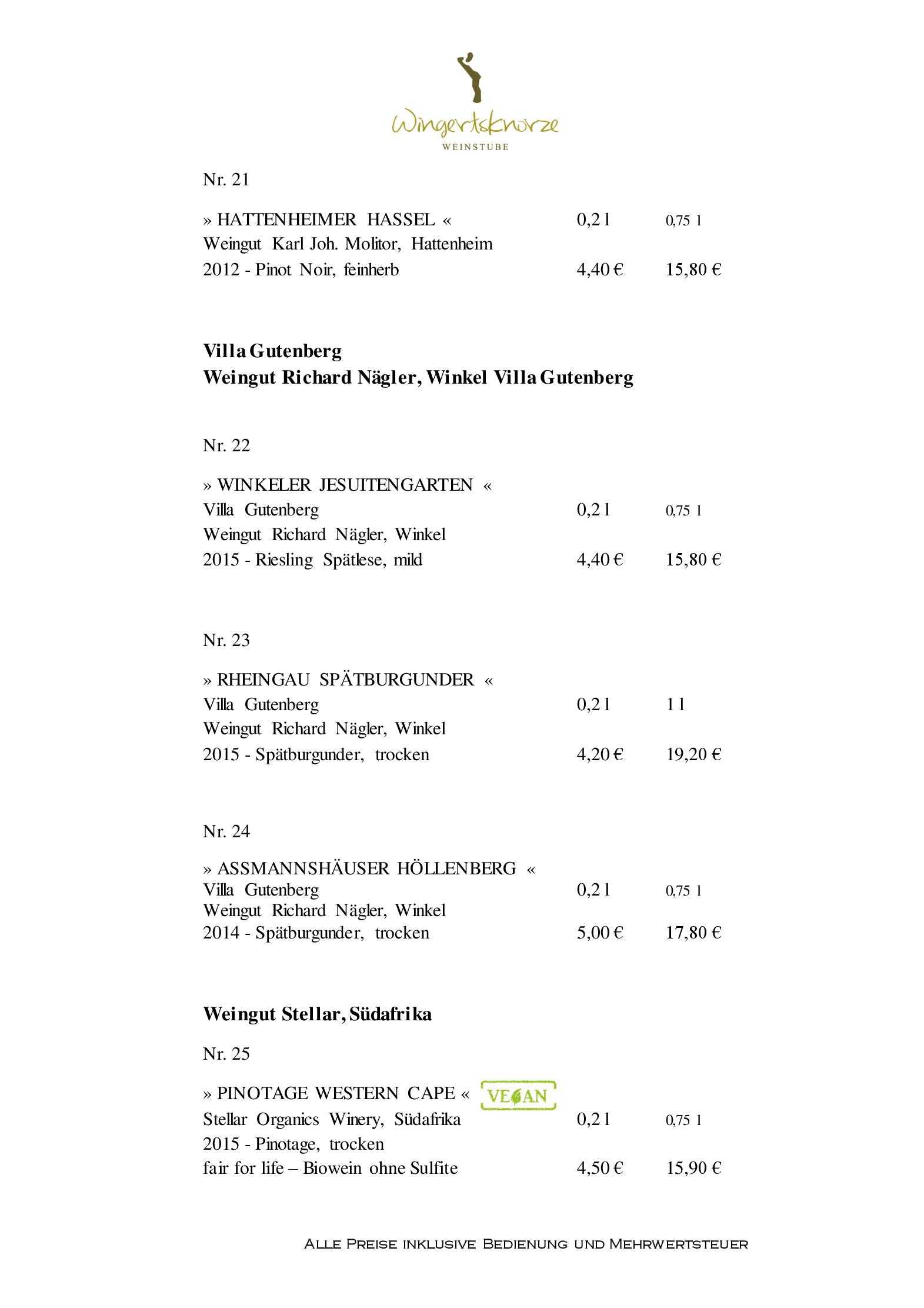 Speisekarte Weinstube Wingertsknorze in Oestrich-Winkel, Seite 6