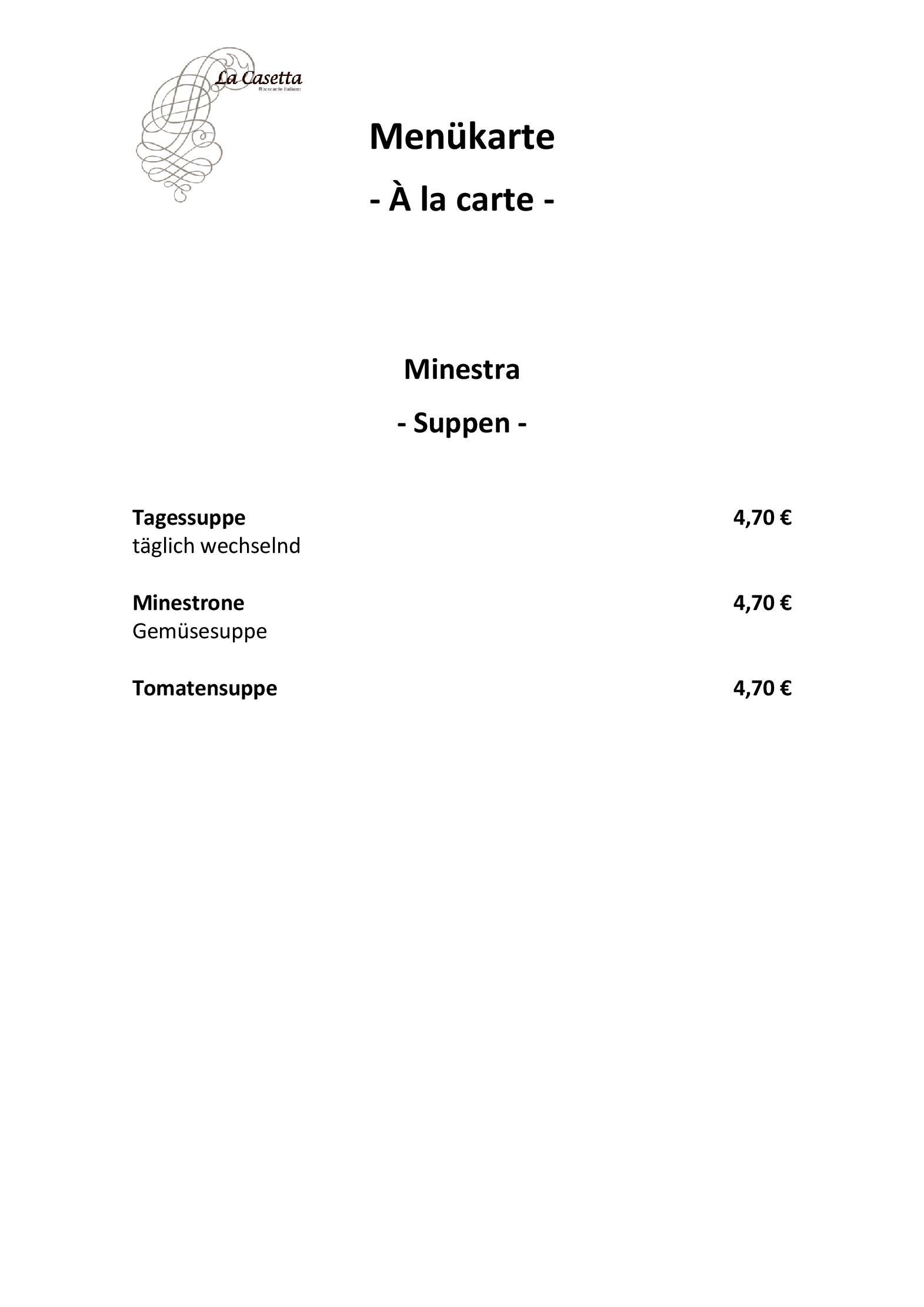 Speisekarte La Casetta in Hamburg, Seite 3