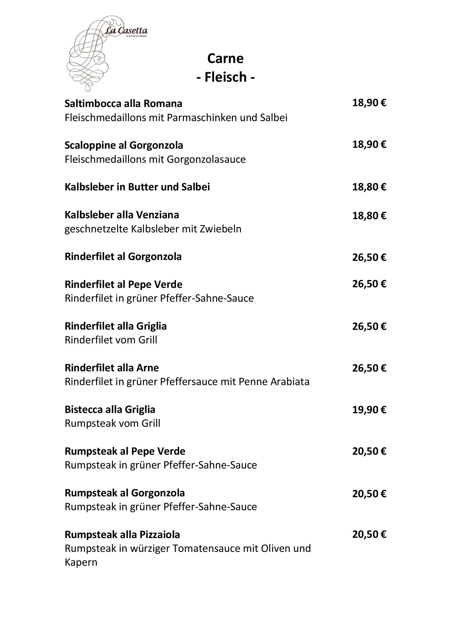 Speisekarte La Casetta in Hamburg, Seite 8
