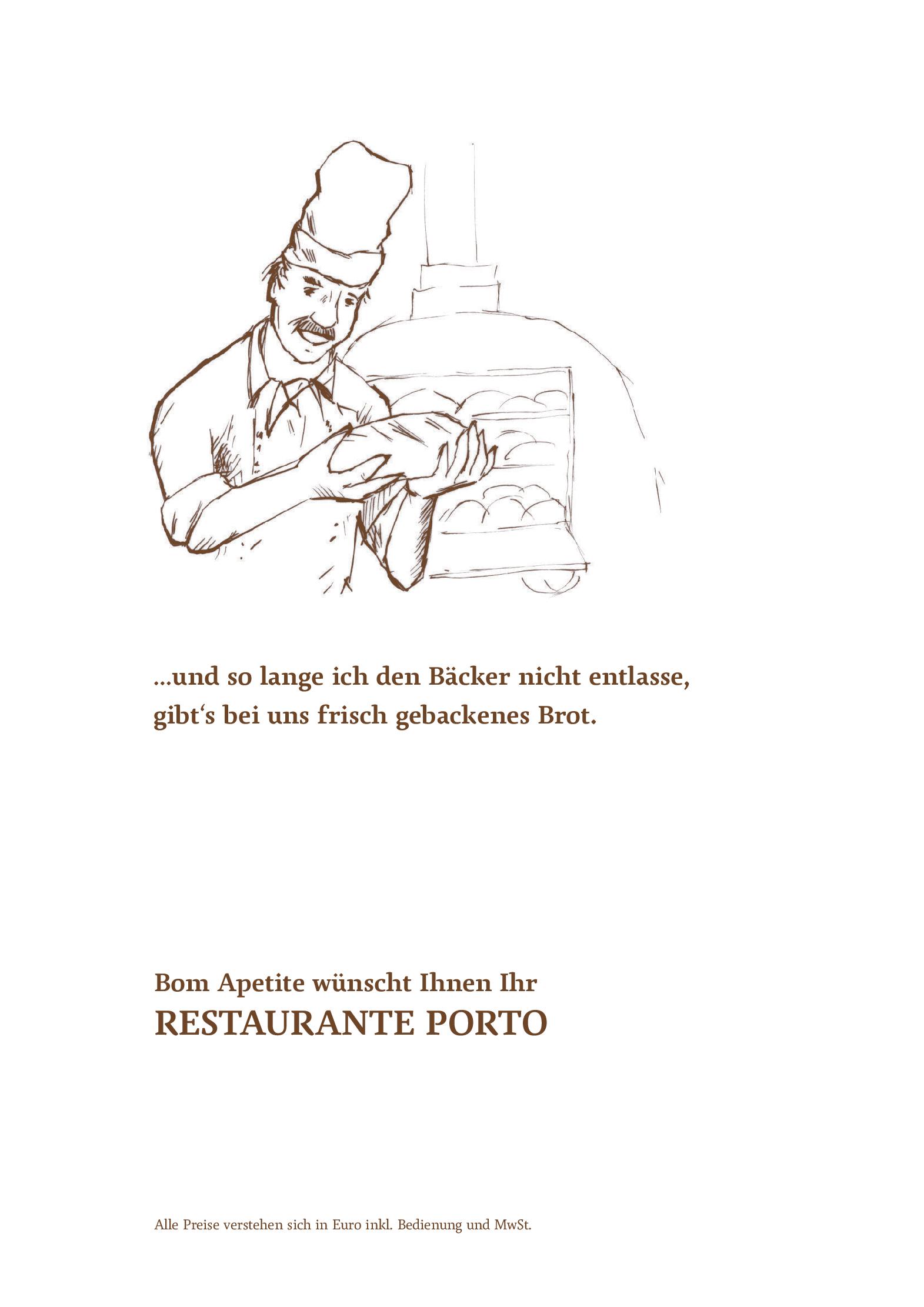 Speisekarte Porto in Hamburg, Seite 1