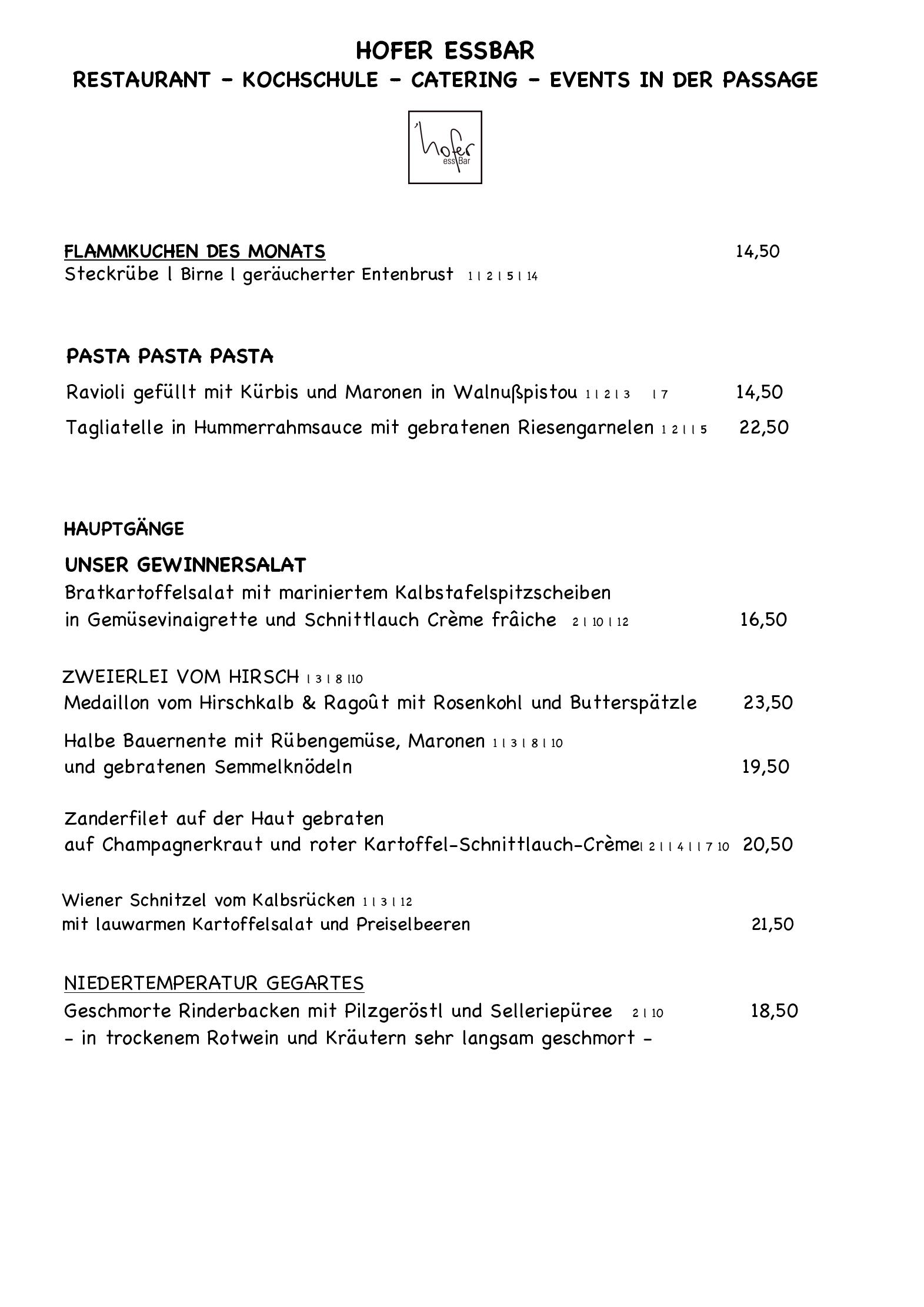 Speisekarte Hofer essBar in Köln, Seite 3