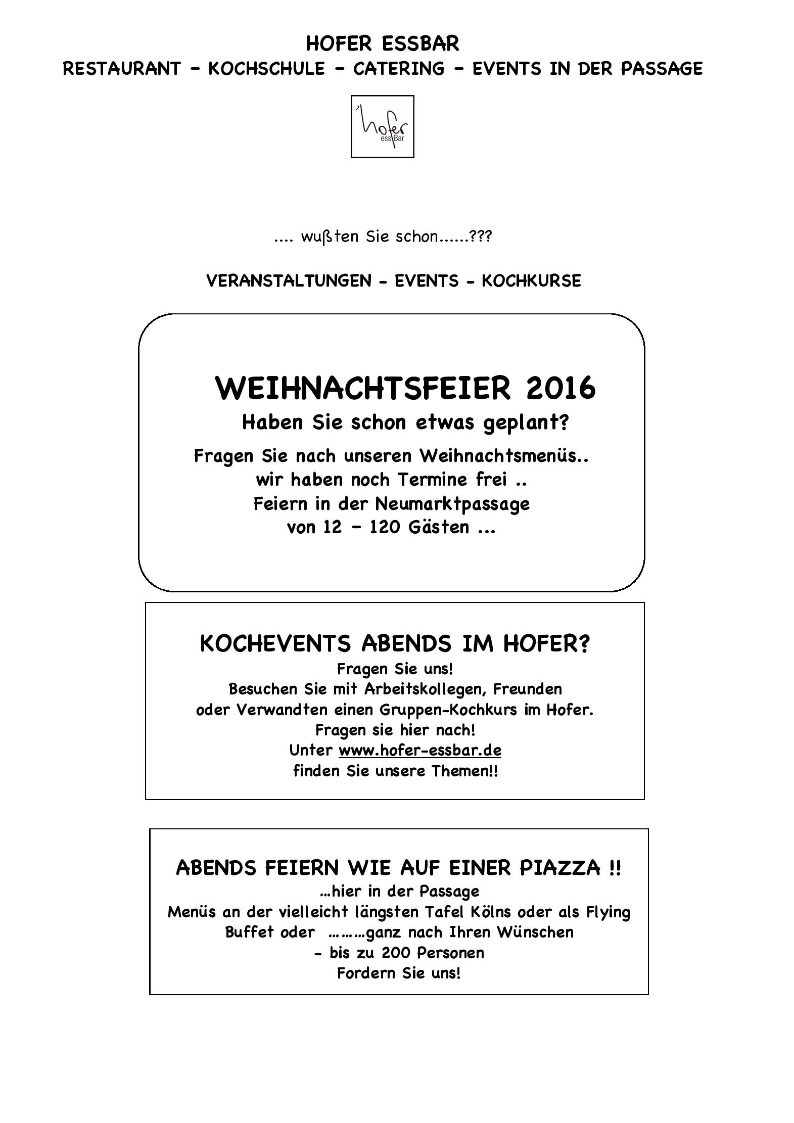 Speisekarte Hofer essBar in Köln, Seite 5