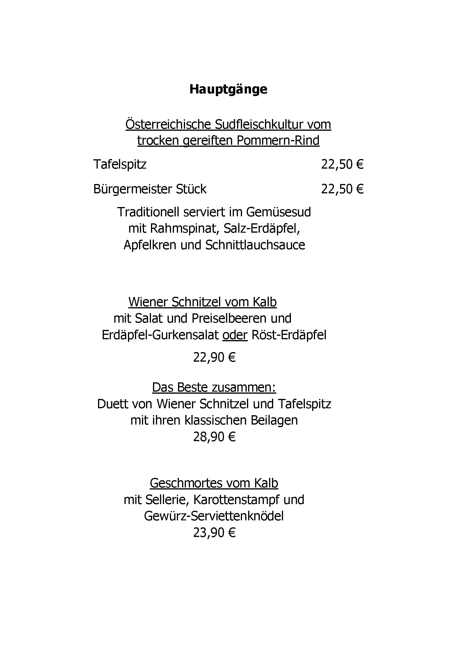 Speisekarte Grubers Restaurant in Köln, Seite 2