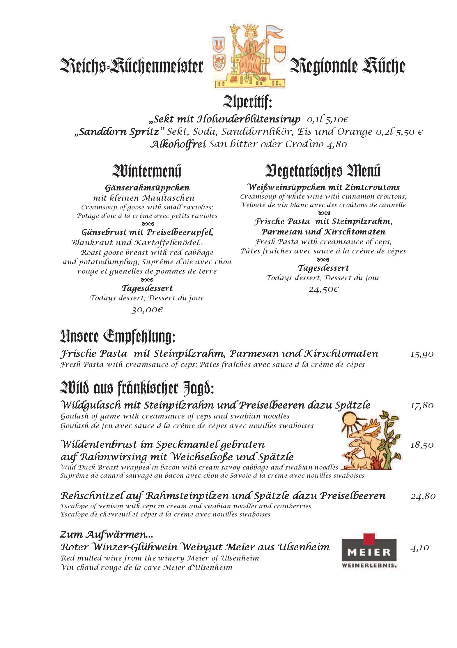 Speisekarte Hotel Reichsküchenmeister -Das Herz von Rothenburg in Rothenburg ob der Tauber, Seite 27