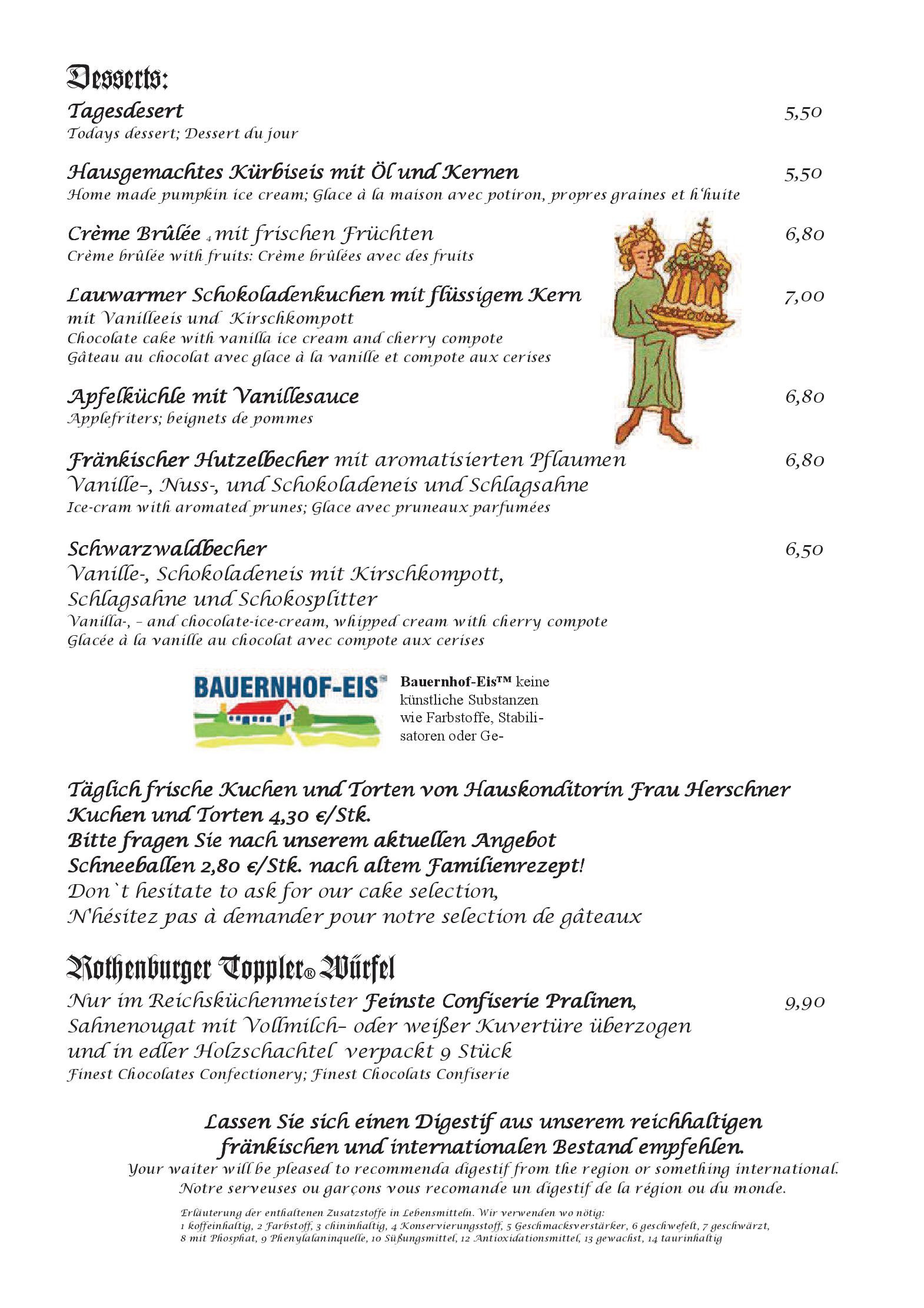 Speisekarte Hotel Reichsküchenmeister -Das Herz von Rothenburg in Rothenburg ob der Tauber, Seite 31