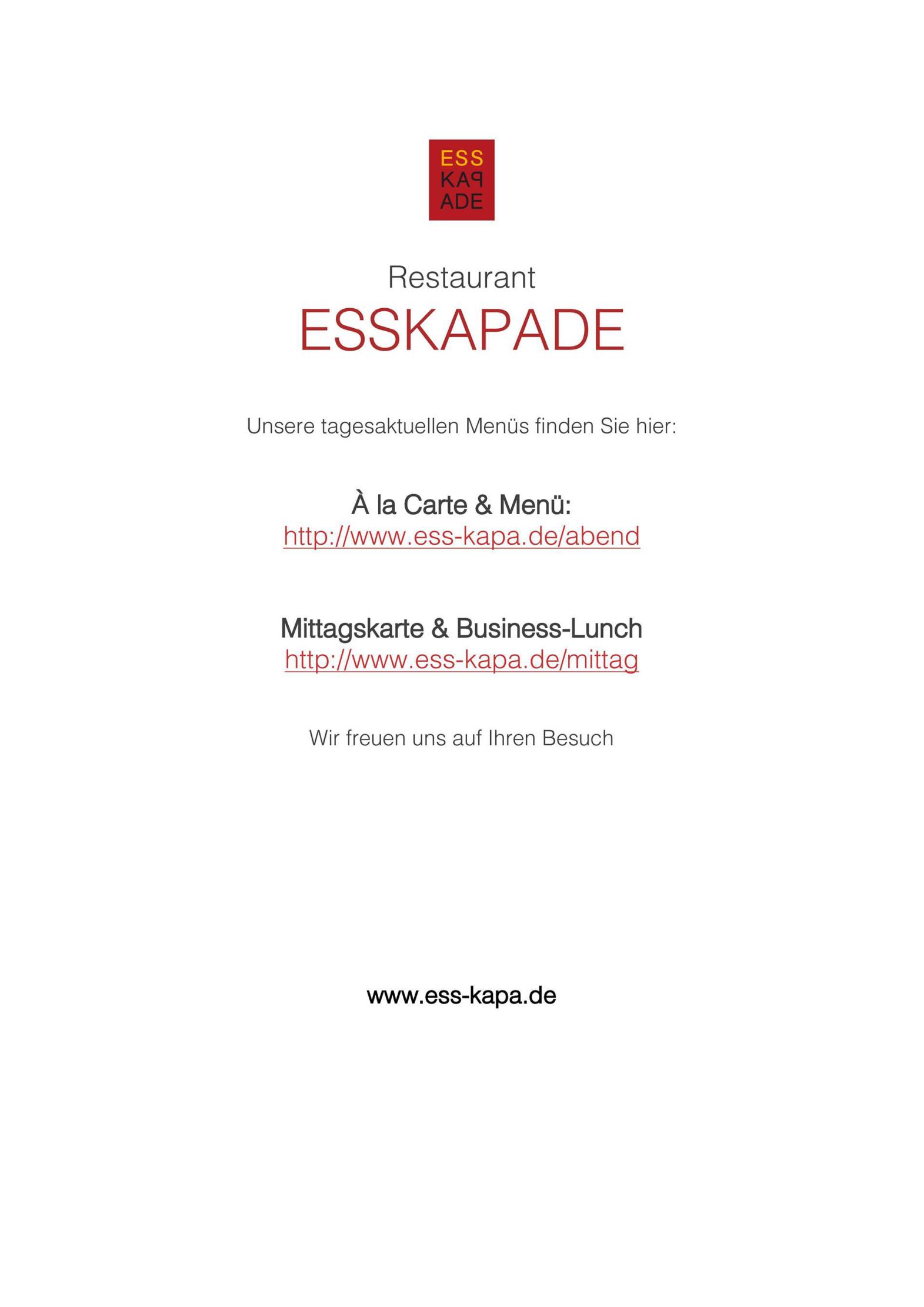 Speisekarte Restaurant ESSKAPADE in München (Neuhausen-Nymphenburg), Seite 2