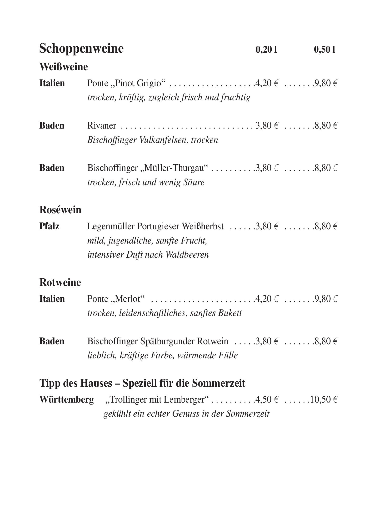Speisekarte Meyerdierks Gasthof in Ottersberg, Seite 1