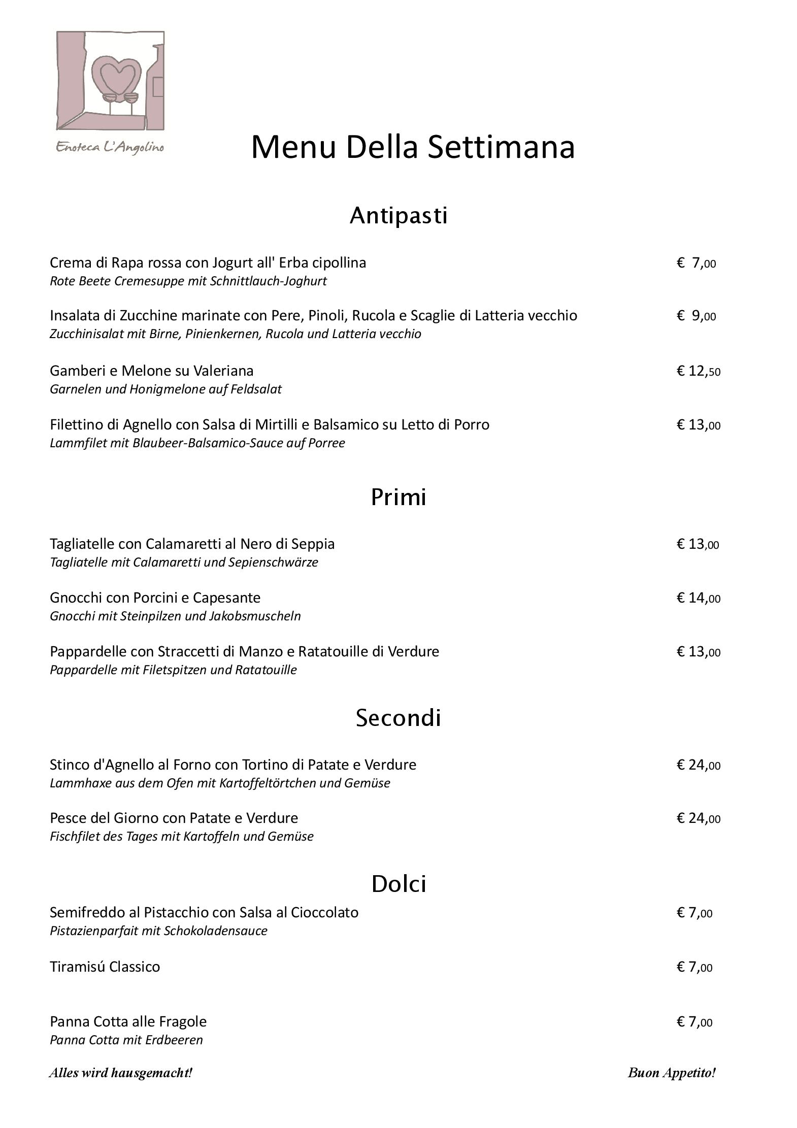 Speisekarte Enoteca L'Angolino in Berlin, Seite 3