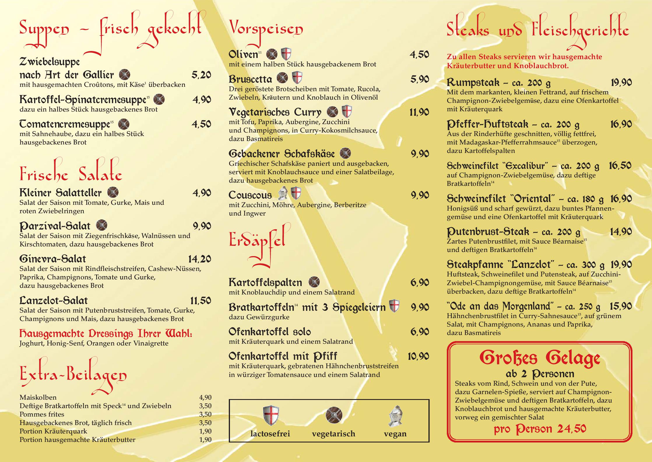 Speisekarte Lanzelot in Lüneburg, Seite 2