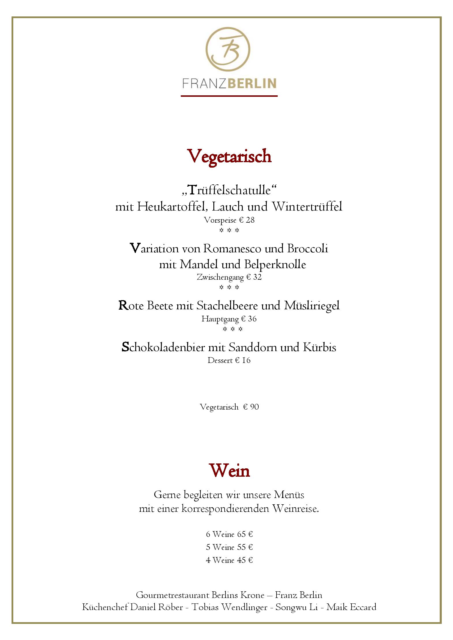Speisekarte Gourmetrestaurant Berlins Krone in Bad Teinach-Zavelstein, Seite 2