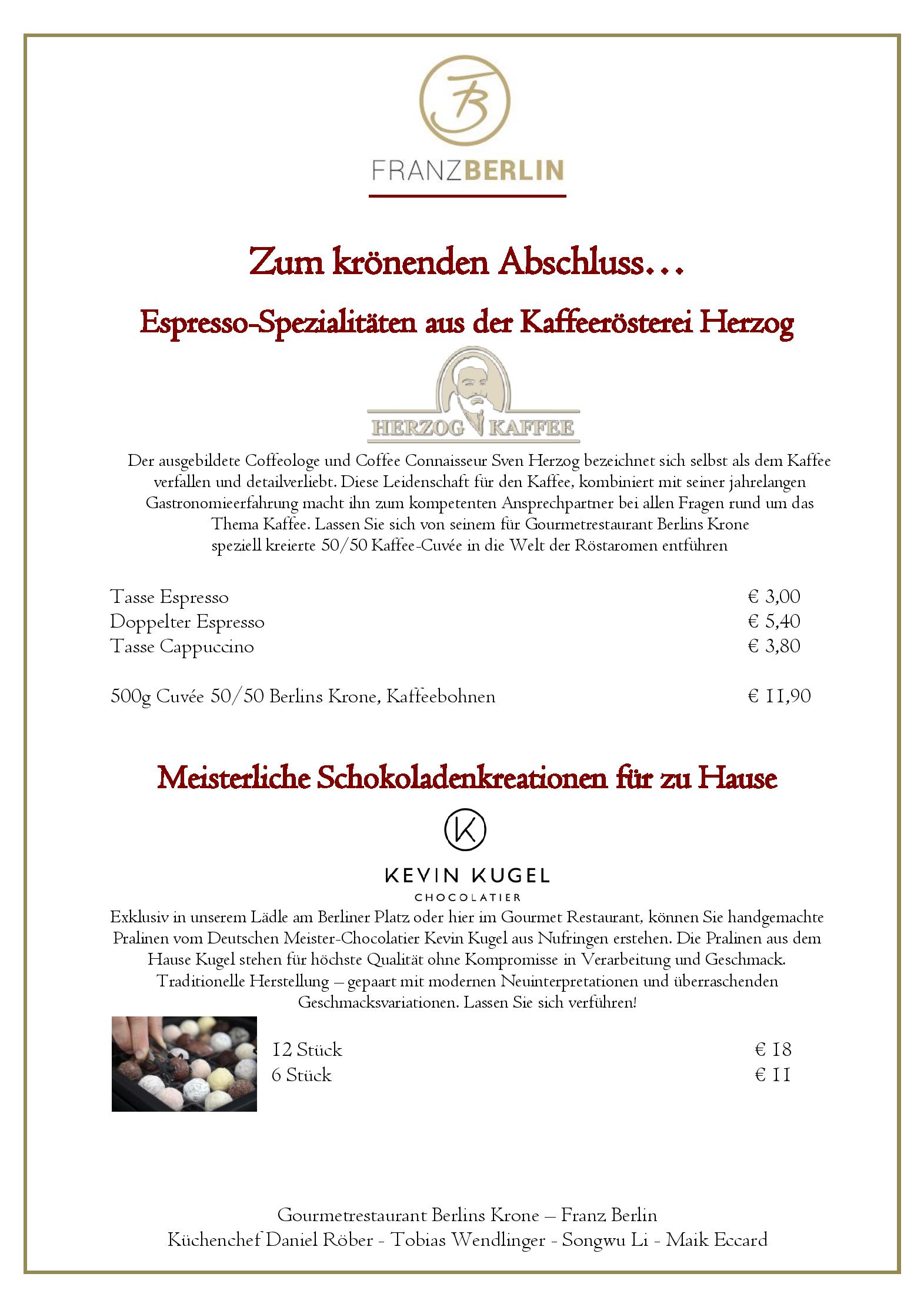 Speisekarte Gourmetrestaurant Berlins Krone in Bad Teinach-Zavelstein, Seite 4