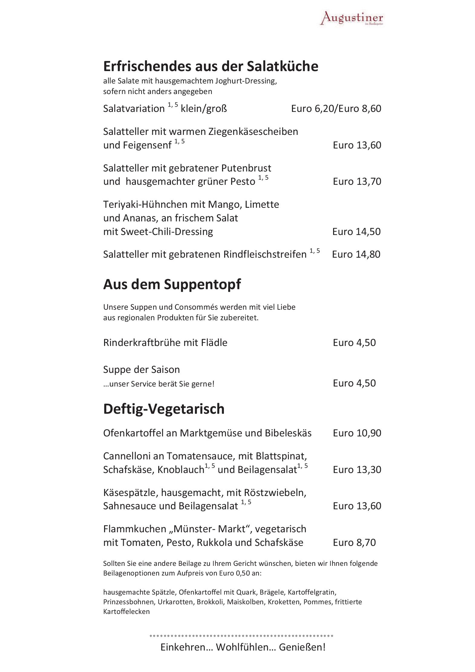 Speisekarte Augustiner im Bankepeter in Freiburg, Seite 3