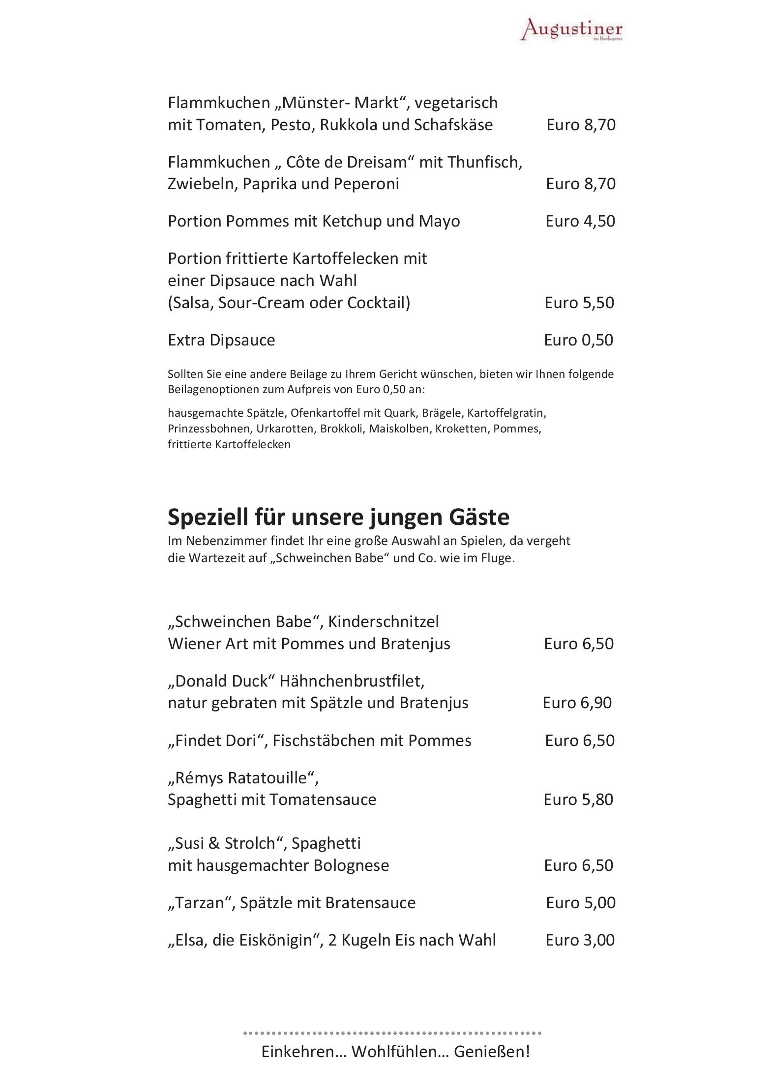 Speisekarte Augustiner im Bankepeter in Freiburg, Seite 5