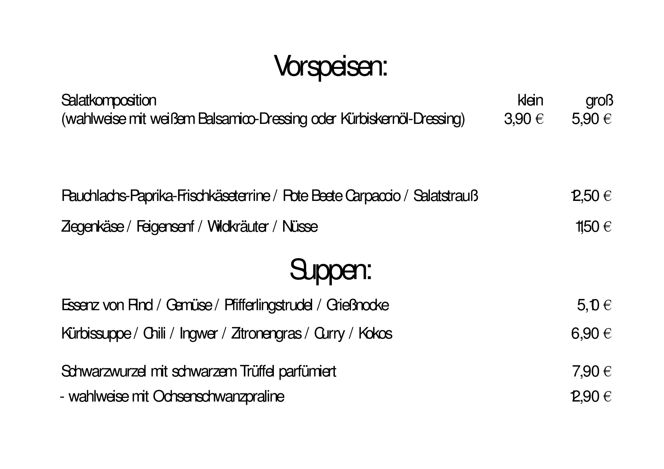 Speisekarte Restaurant Papageno in Augsburg, Seite 1