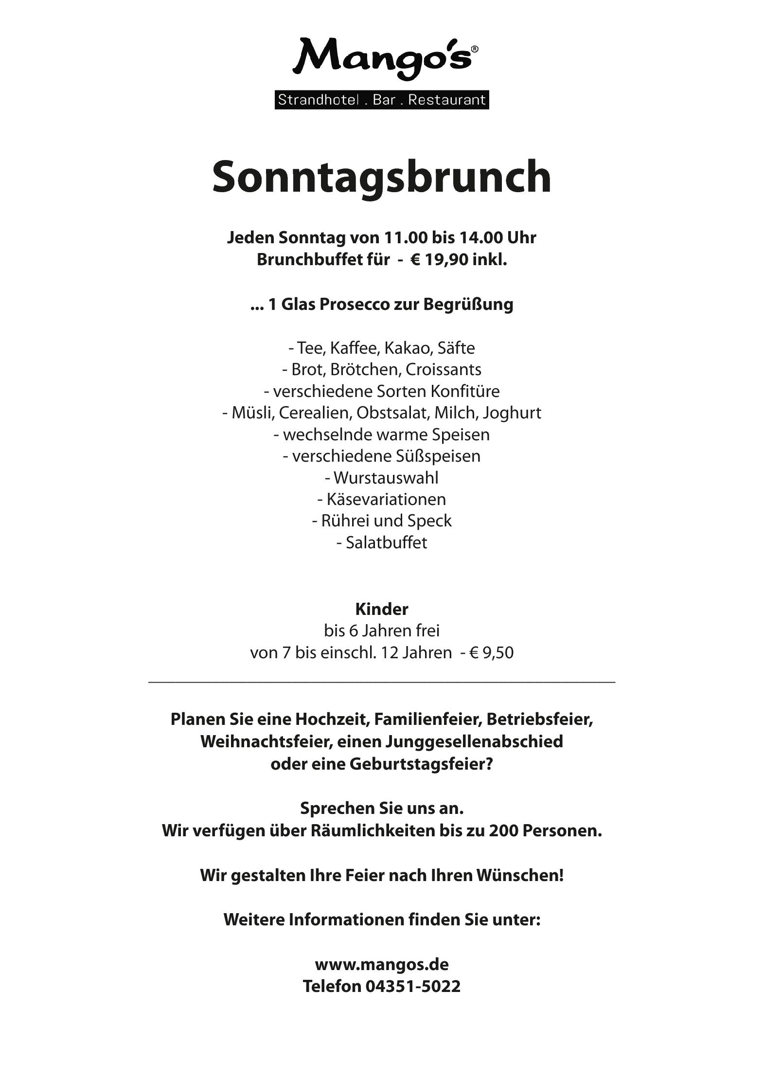 Speisekarte Mango´s Restaurant in Eckernförde, Seite 1