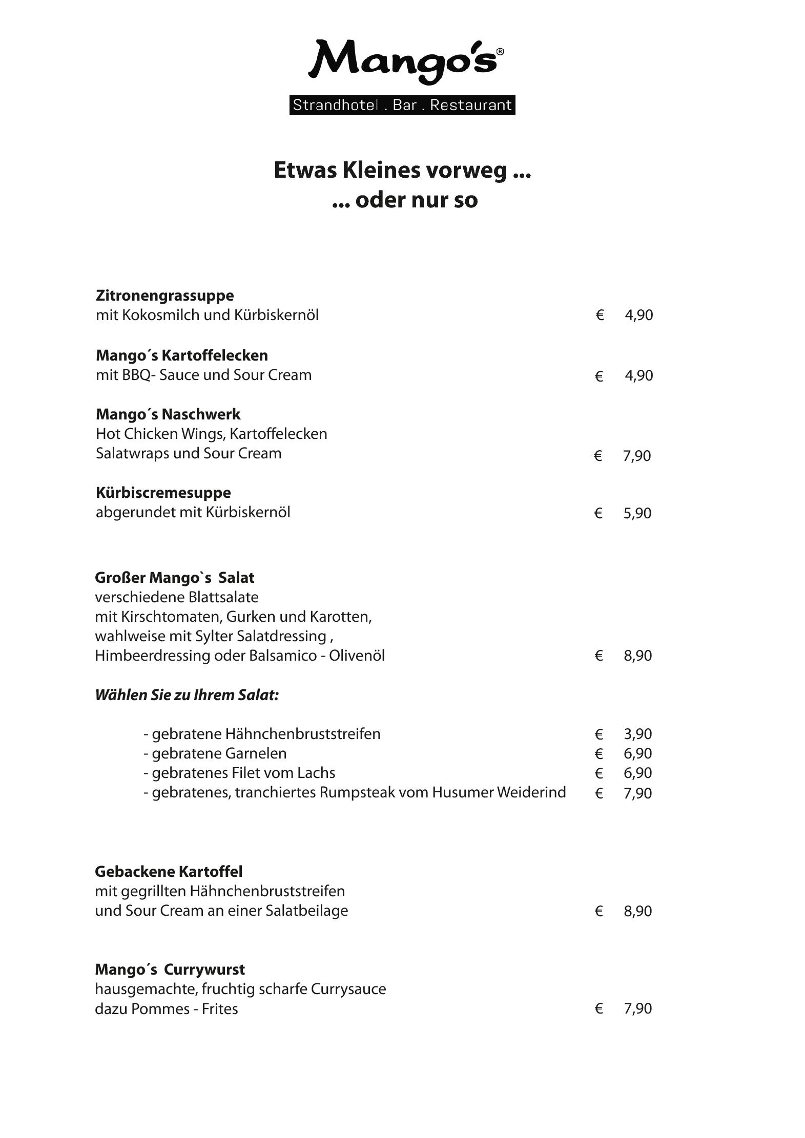 Speisekarte Mango´s Restaurant in Eckernförde, Seite 3