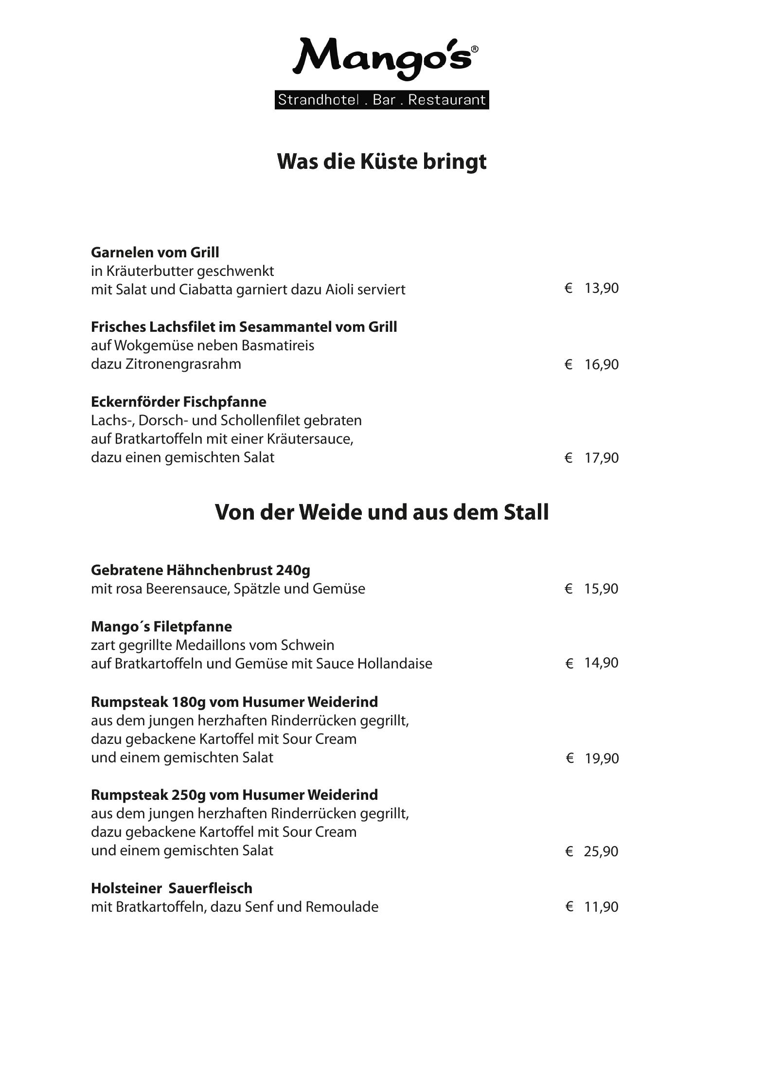 Speisekarte Mango´s Restaurant in Eckernförde, Seite 4