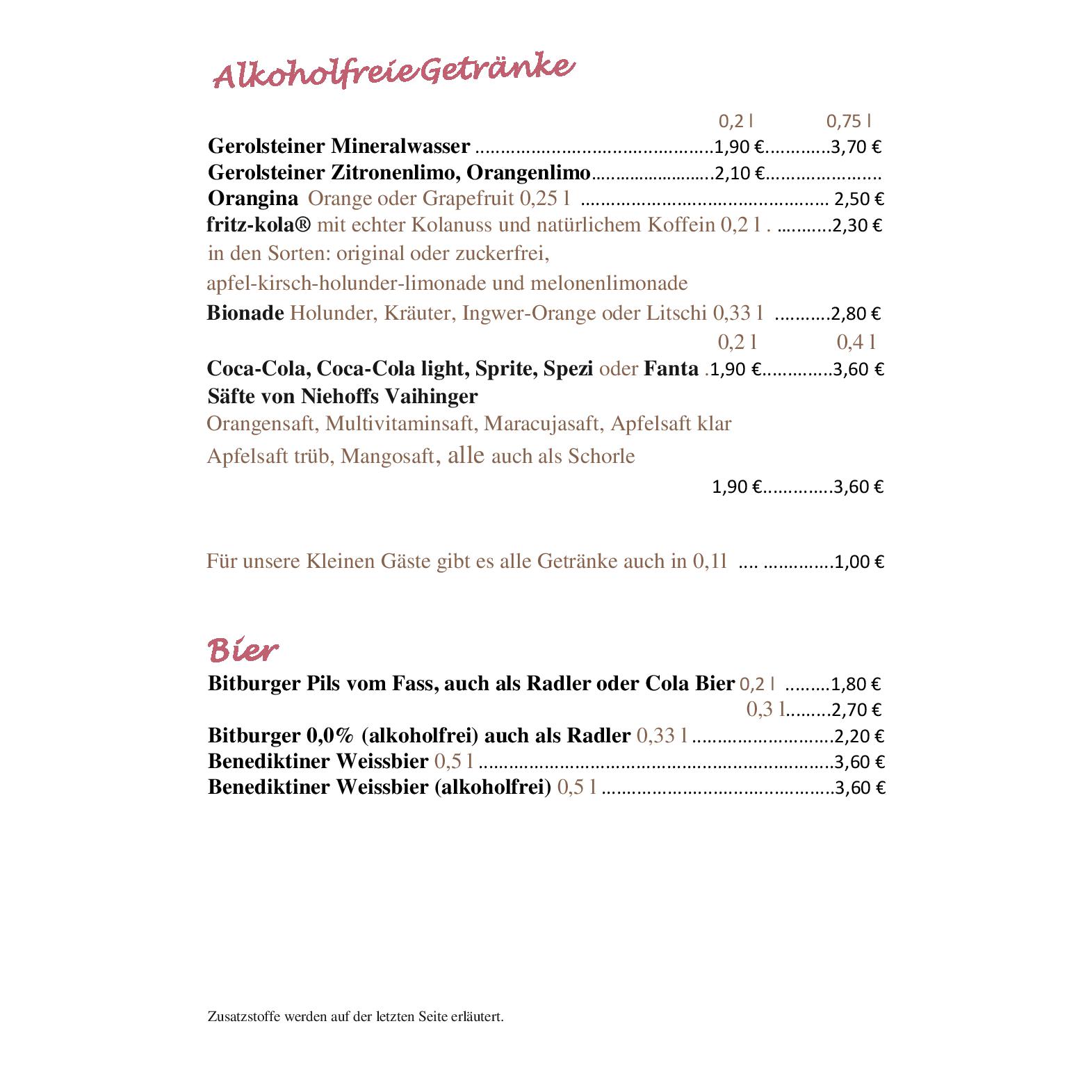 Speisekarte Café Balduin in Trier, Seite 10