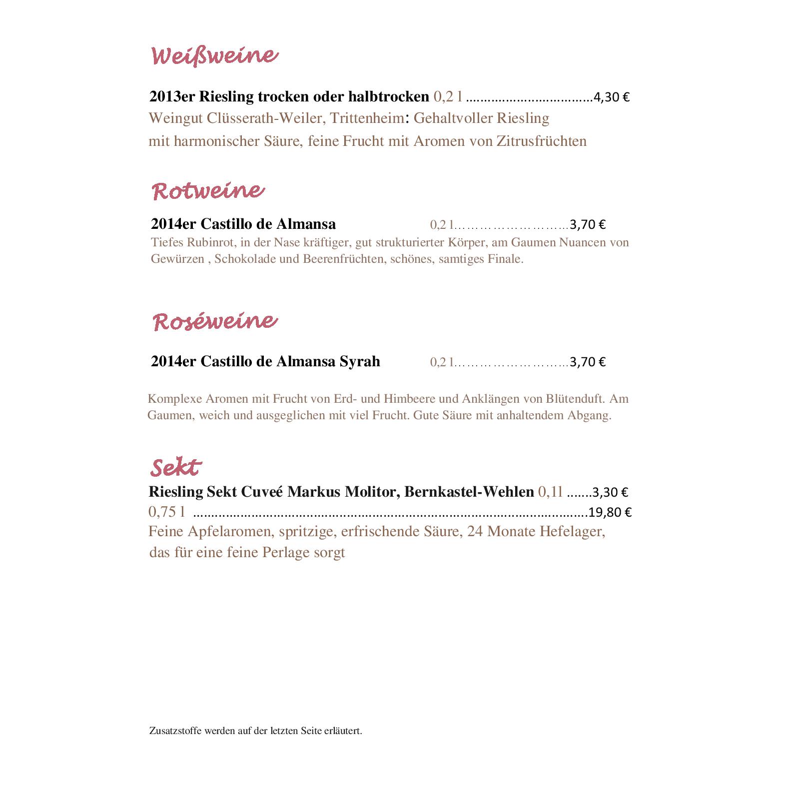 Speisekarte Café Balduin in Trier, Seite 11